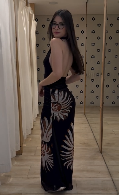 Sexy Sleeveless Halter Printed Dress