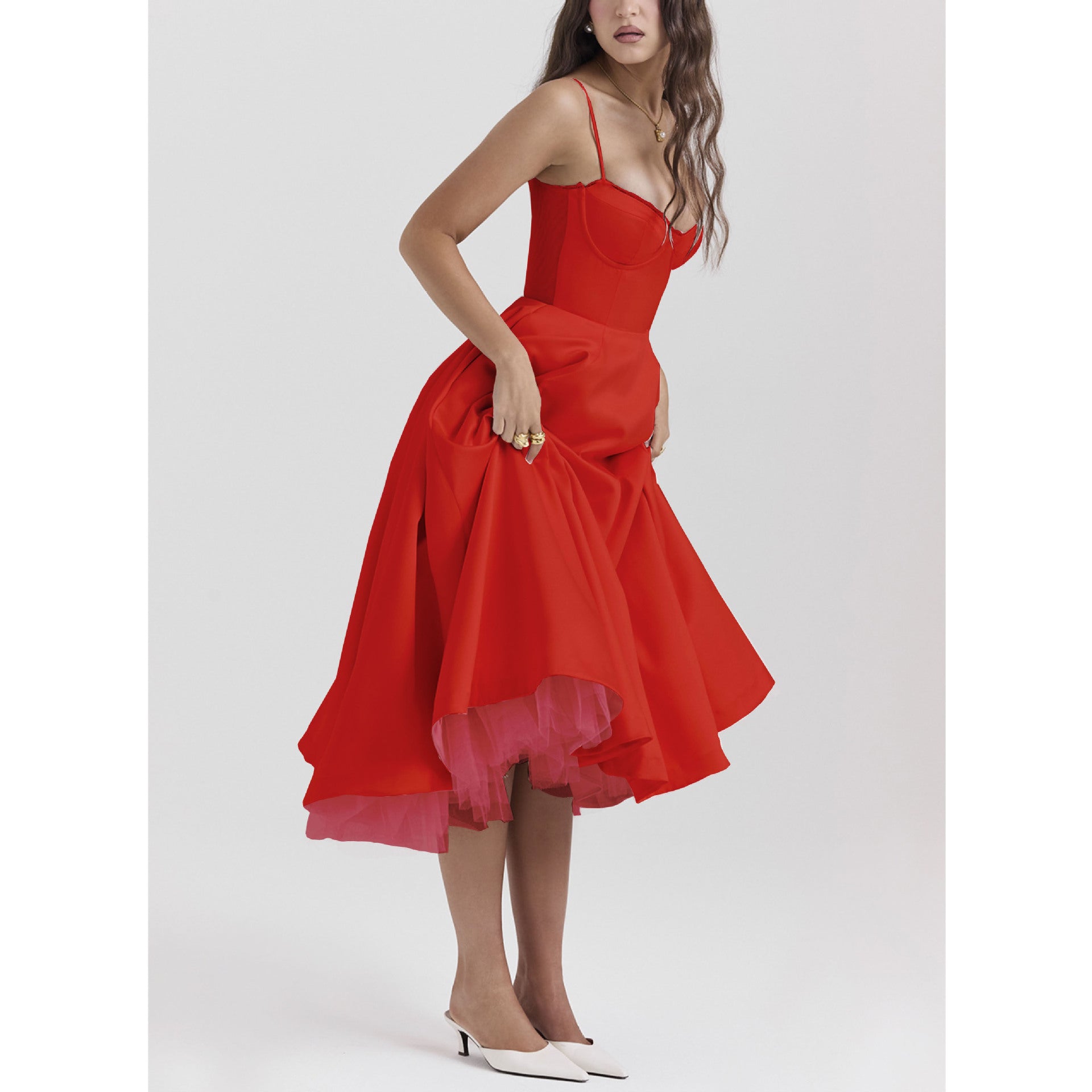 V-neck Brace Sleeveless Maxi Dress