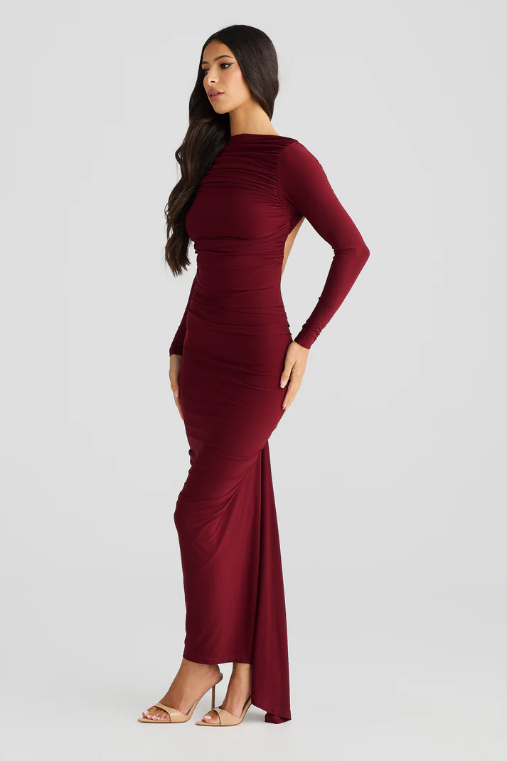 Sexy Slim Solid Color Long Sleeve Temperament One-Step Skirt