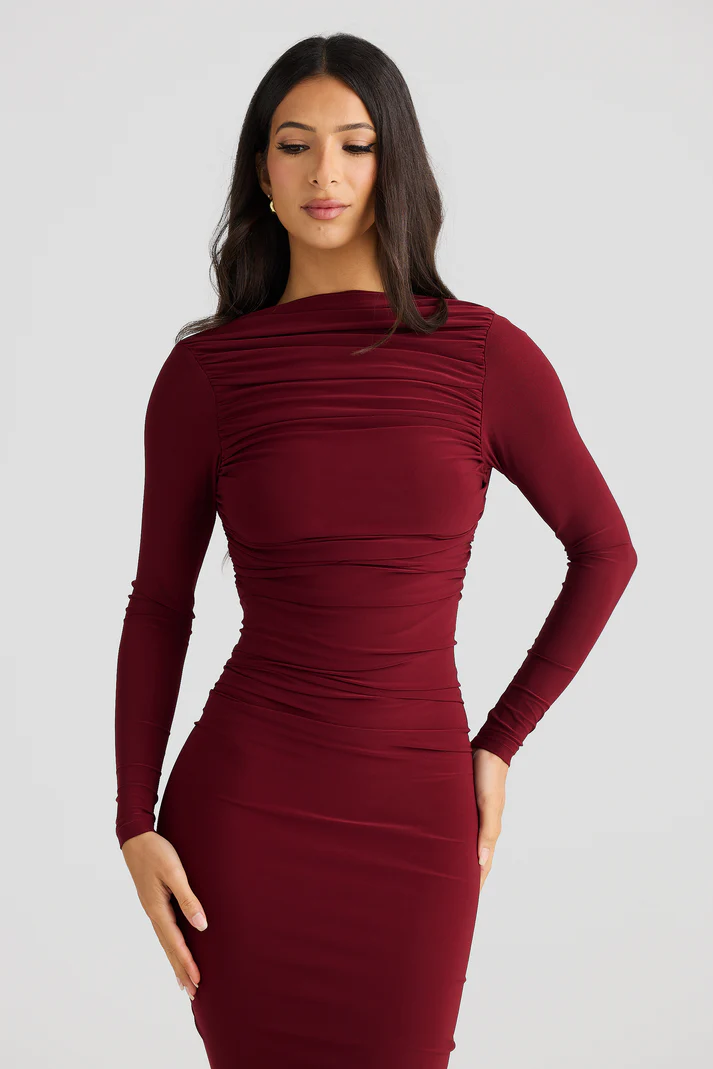 Sexy Slim Solid Color Long Sleeve Temperament One-Step Skirt