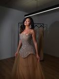 Sexy Luxury Tube Top Rhinestone Queen Swing Dress