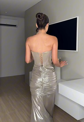Sexy Tube Top Shiny Stitching Dress