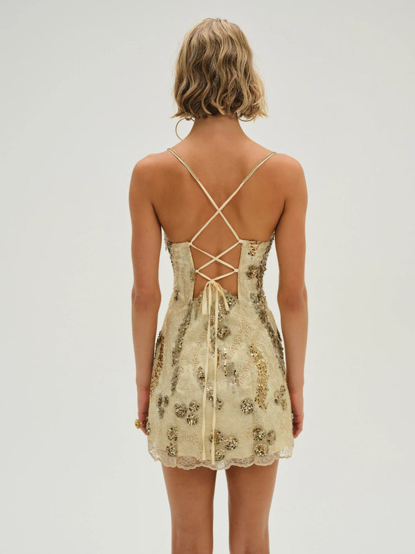 Sexy Hollow-out Camisole Sequined Hot Girl Mini Skirt