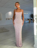 Blush Pink Beaded Cutout Maxi Gown