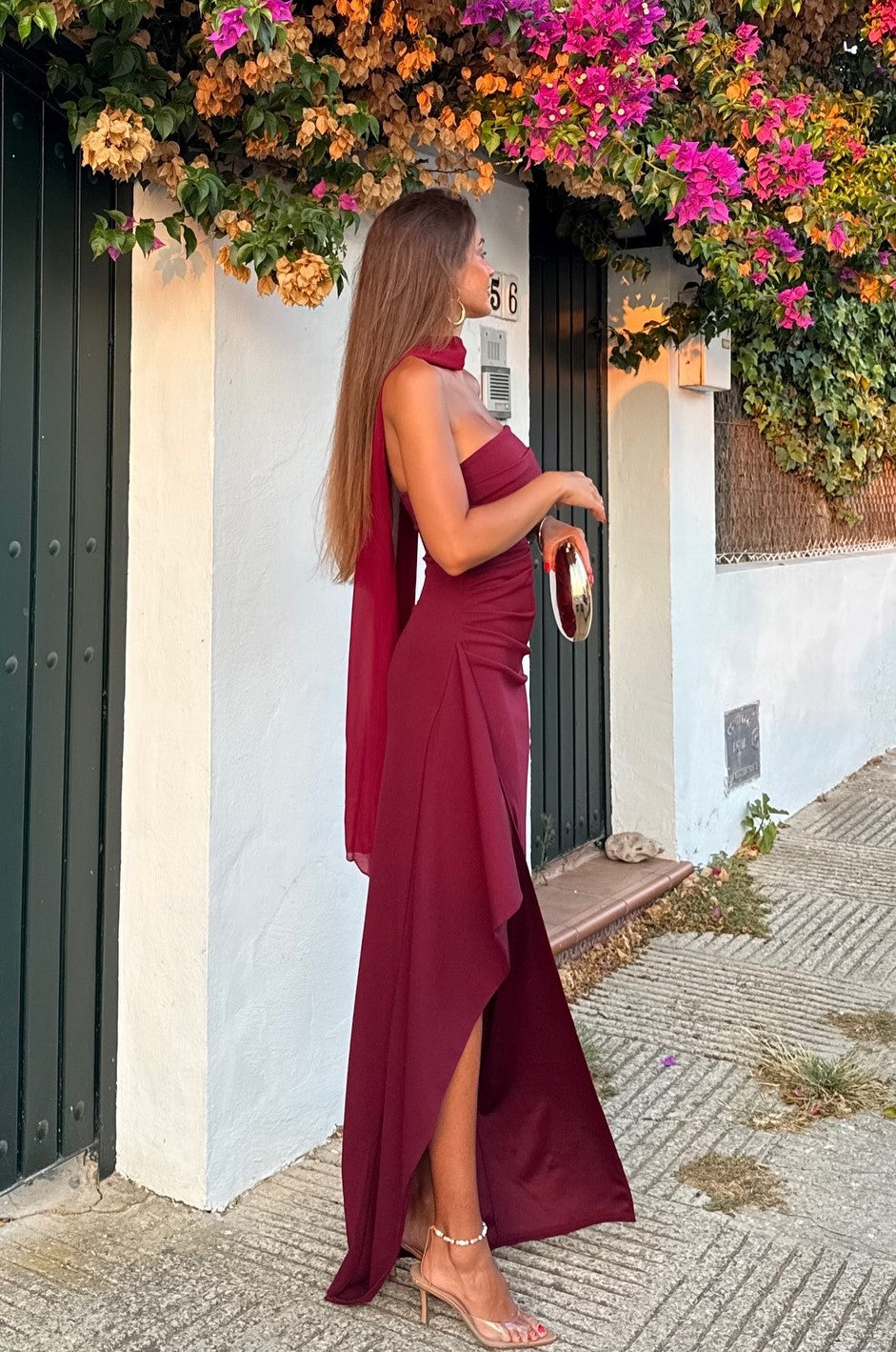 Sexy Sleeveless Tube Top High Slit Scarf Skirt