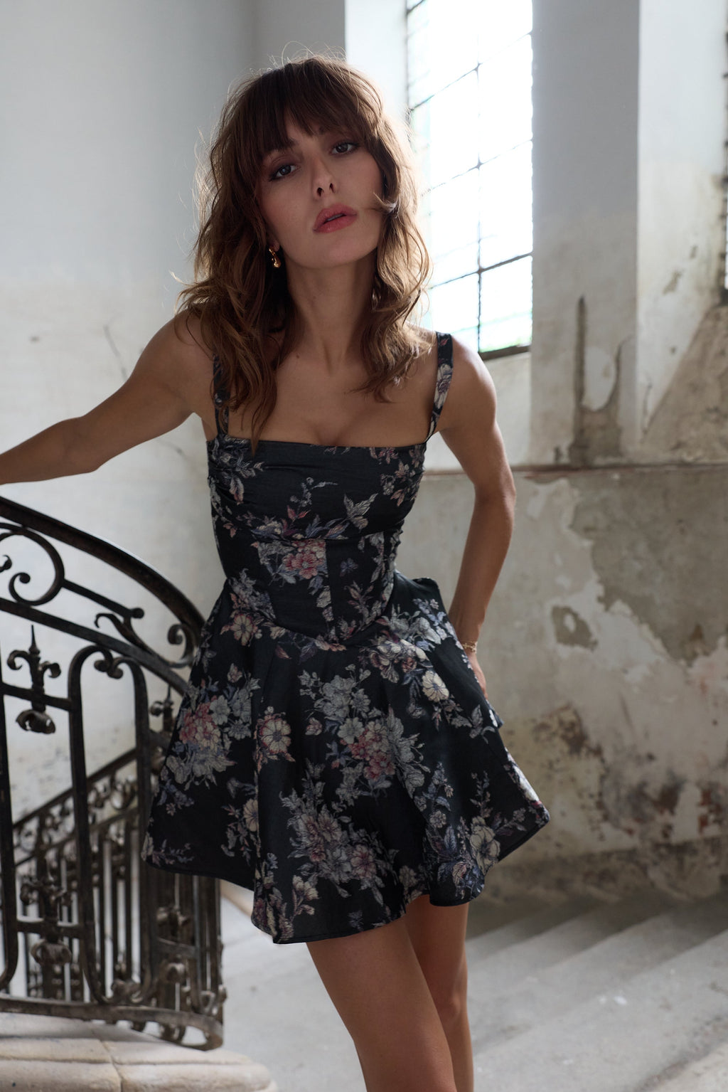 The Andy Dress in Black Lilibet Brocade