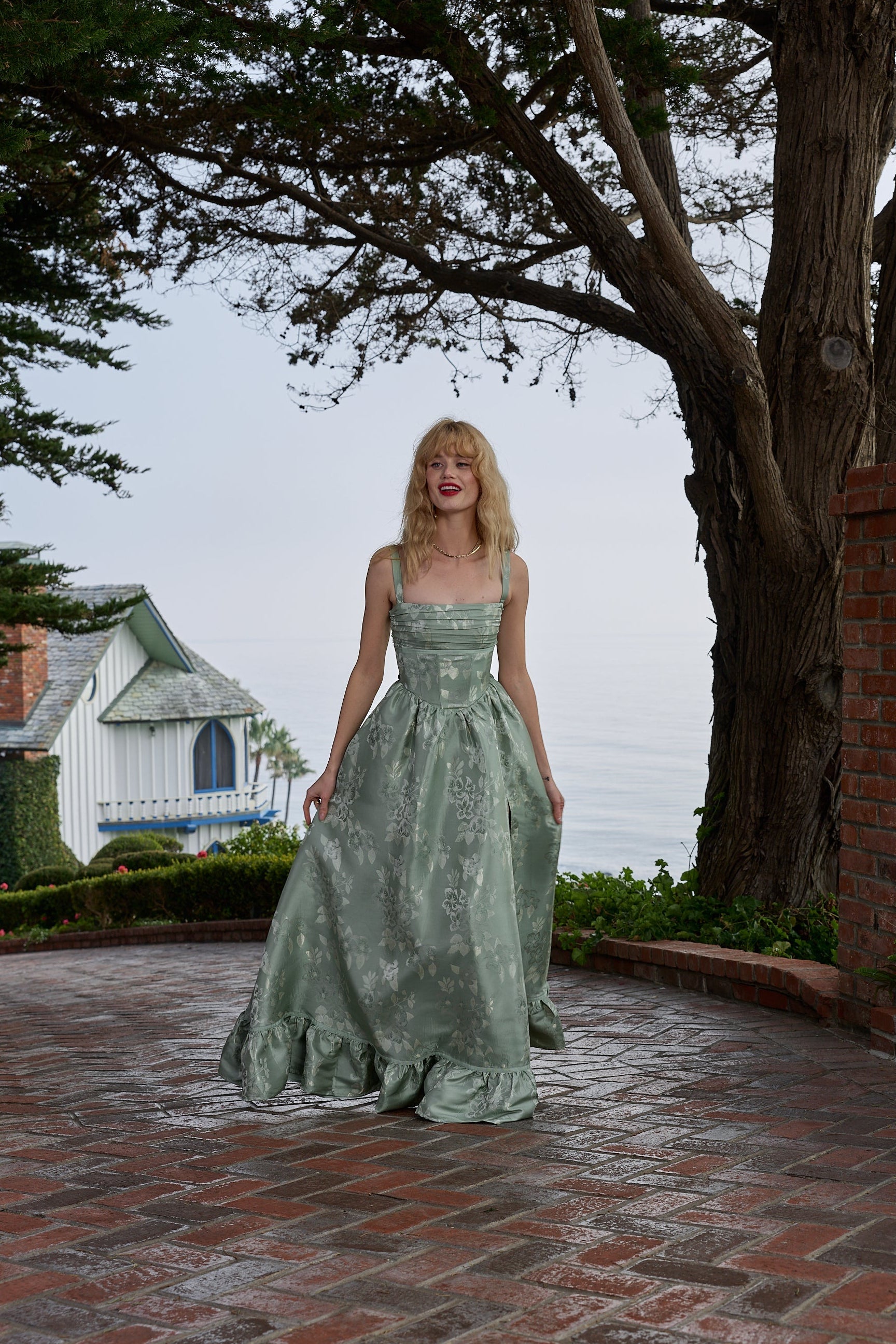 The Ava Dress in Sage Baroque Floral