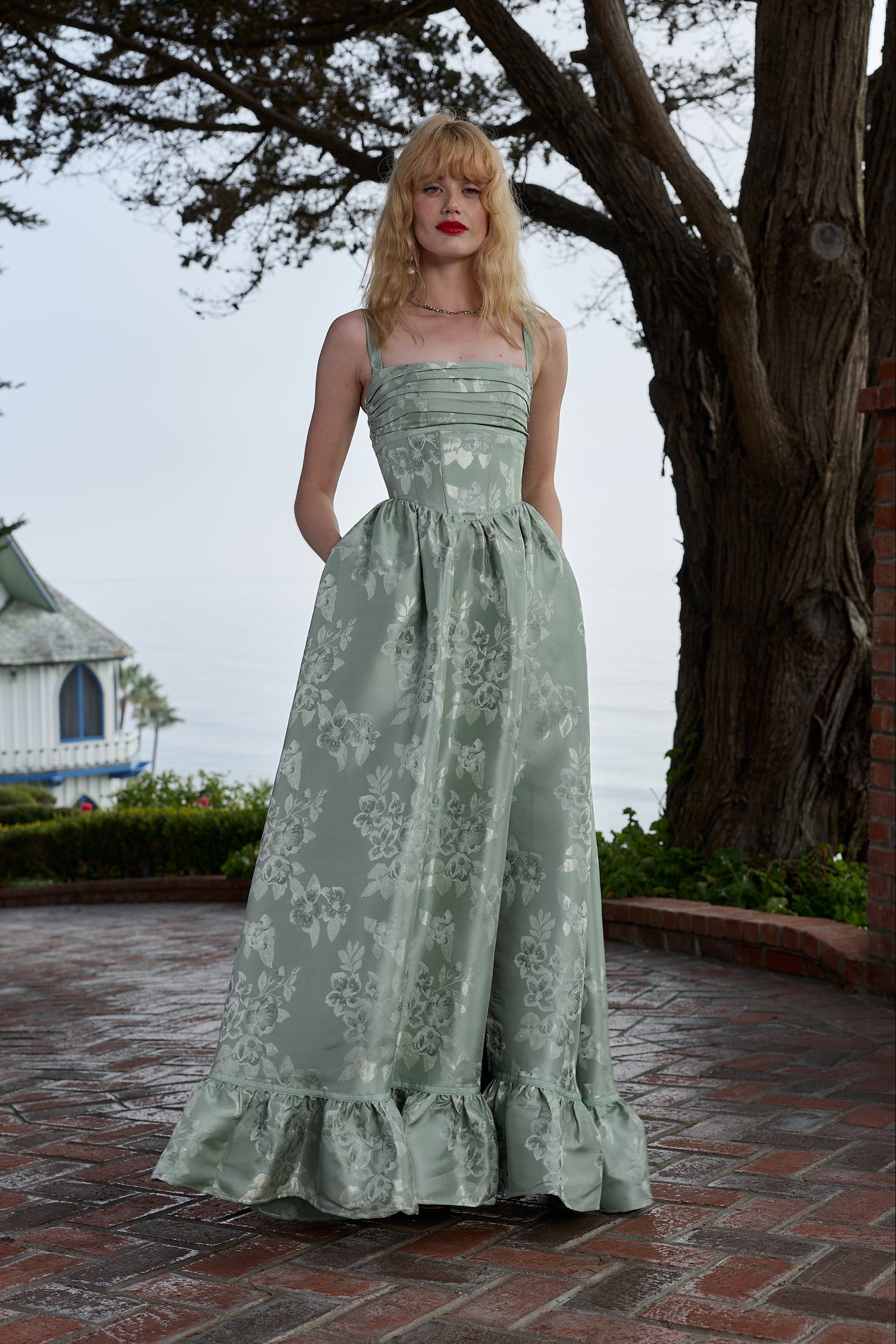 The Ava Dress in Sage Baroque Floral