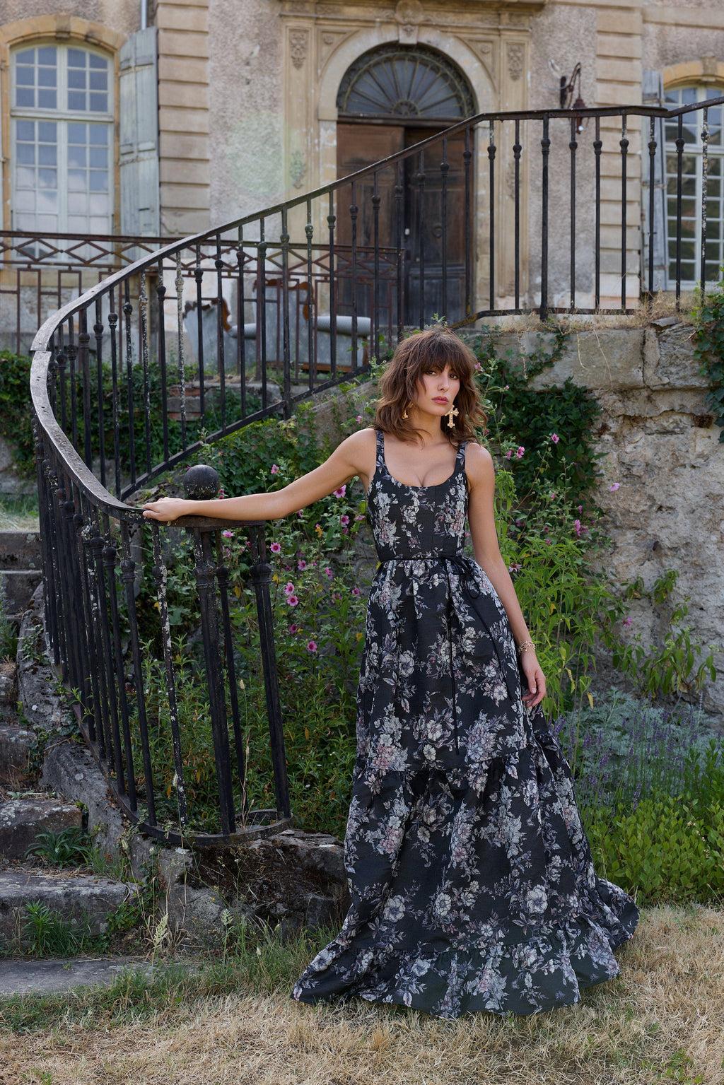 The Avery Dress in Black Lilibet Brocade