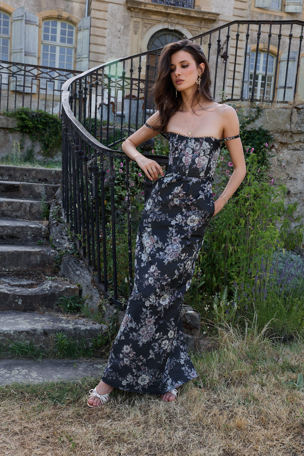 The Cheryl Dress in Black Lilibet Brocade