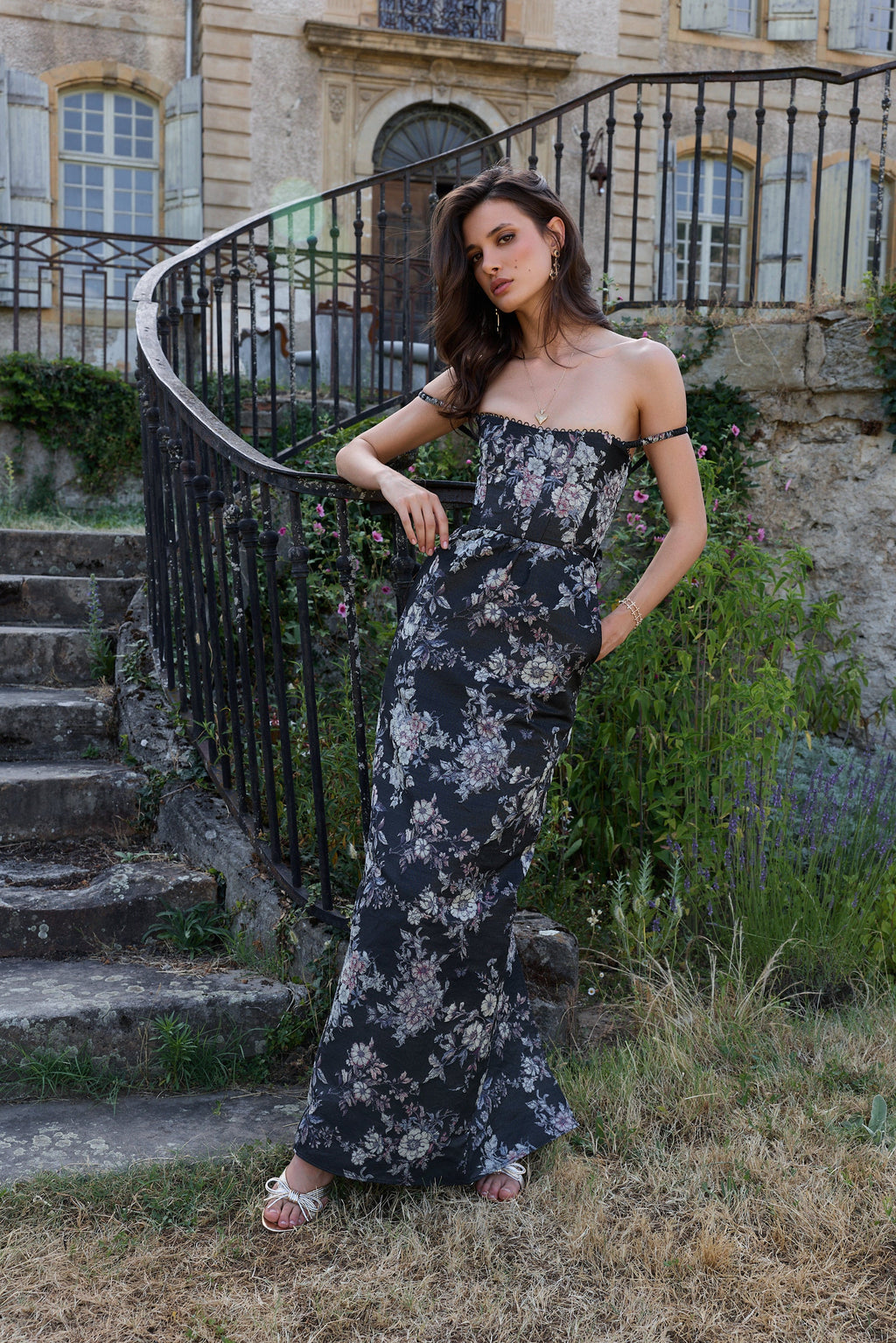 The Cheryl Dress in Black Lilibet Brocade