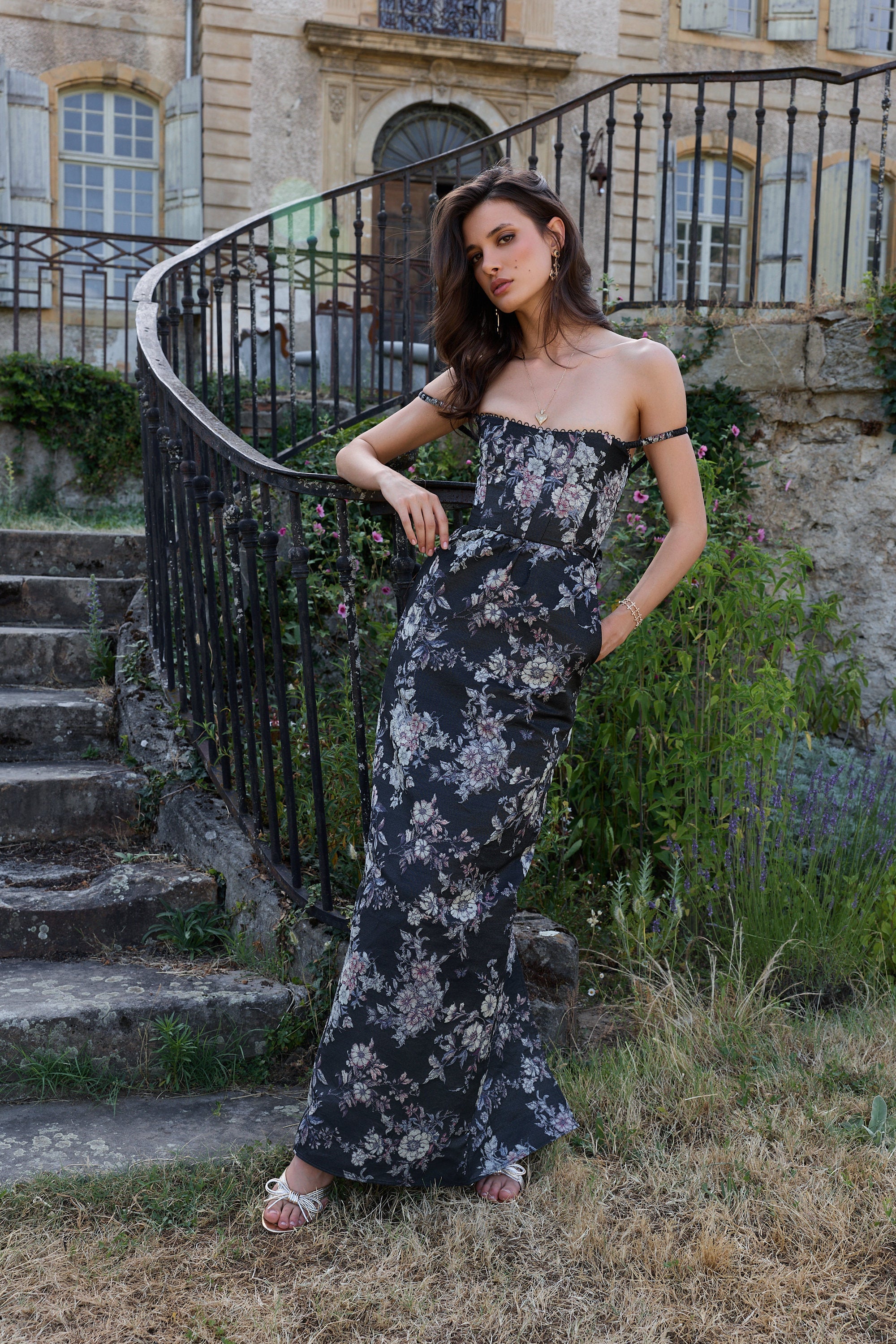 The Cheryl Dress in Black Lilibet Brocade
