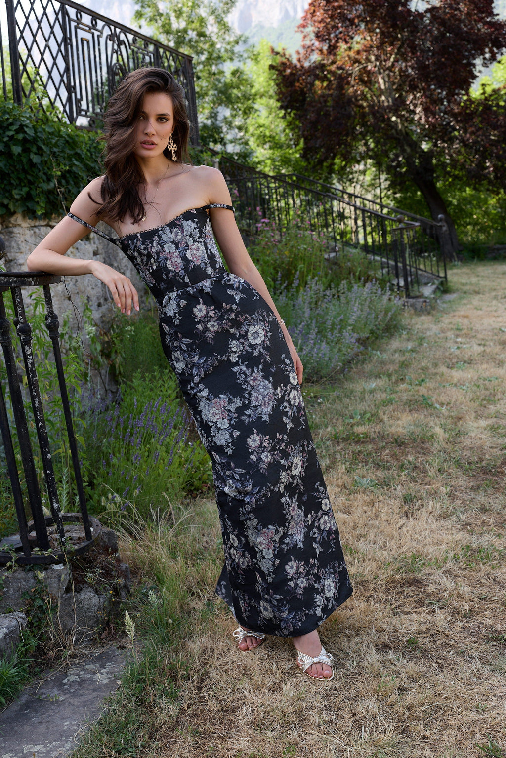 The Cheryl Dress in Black Lilibet Brocade