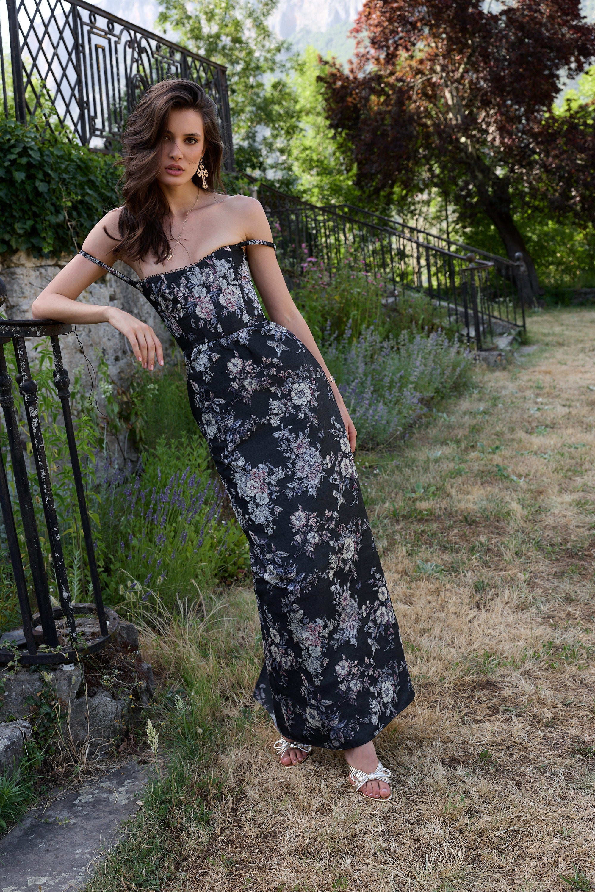 The Cheryl Dress in Black Lilibet Brocade