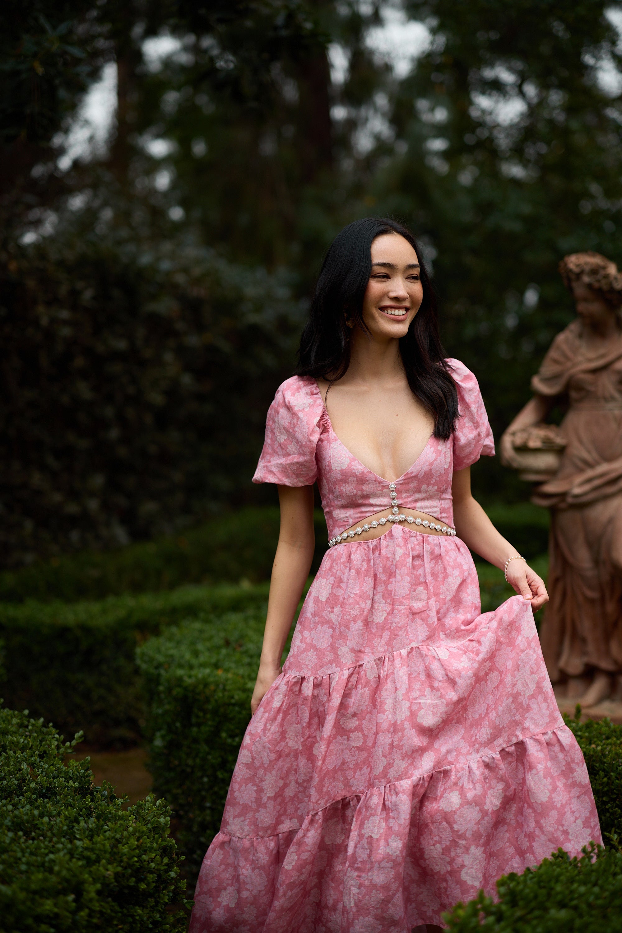 The Emma Dress in Pink Peony Print