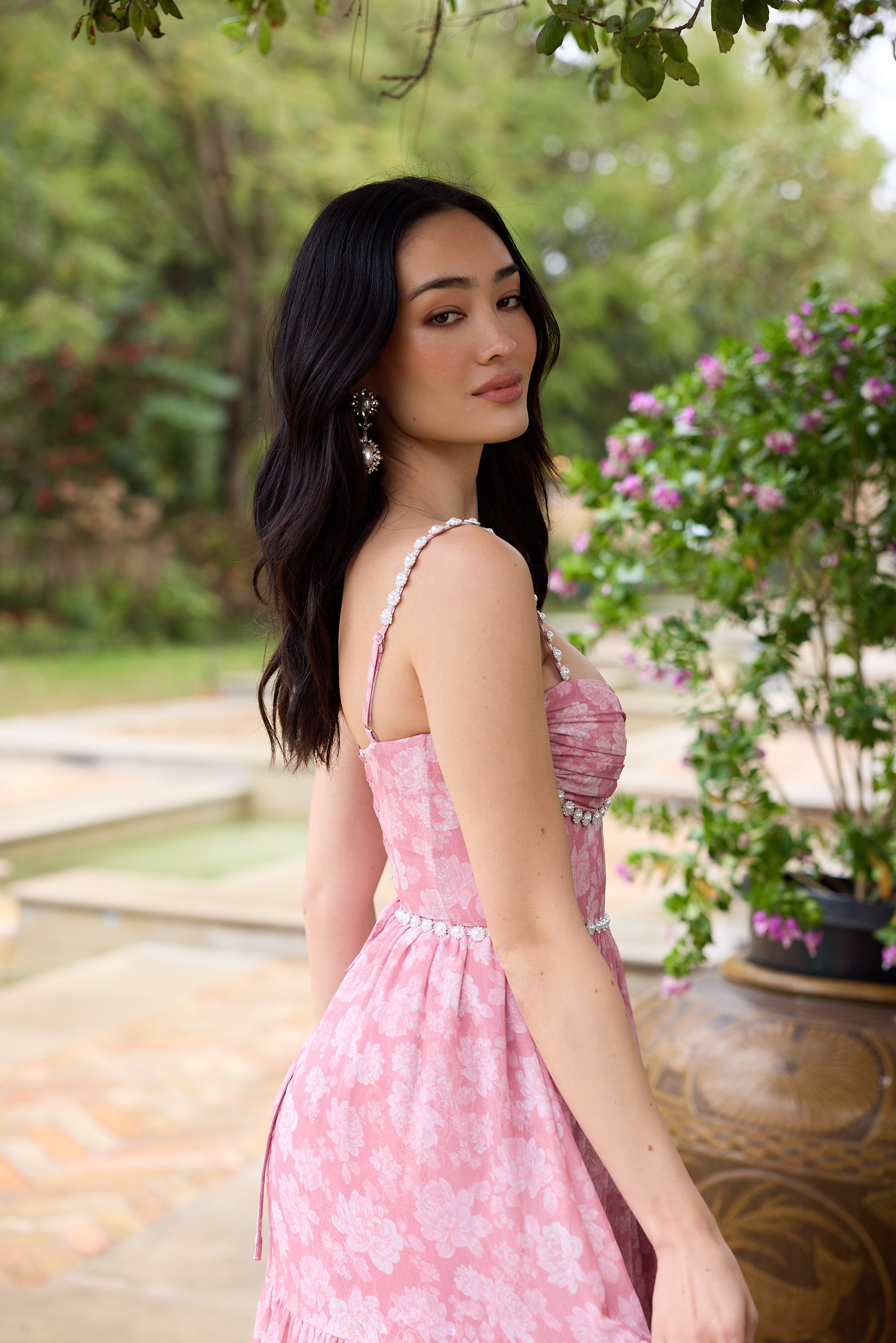 The Gwen Dress in Pink Peony Print