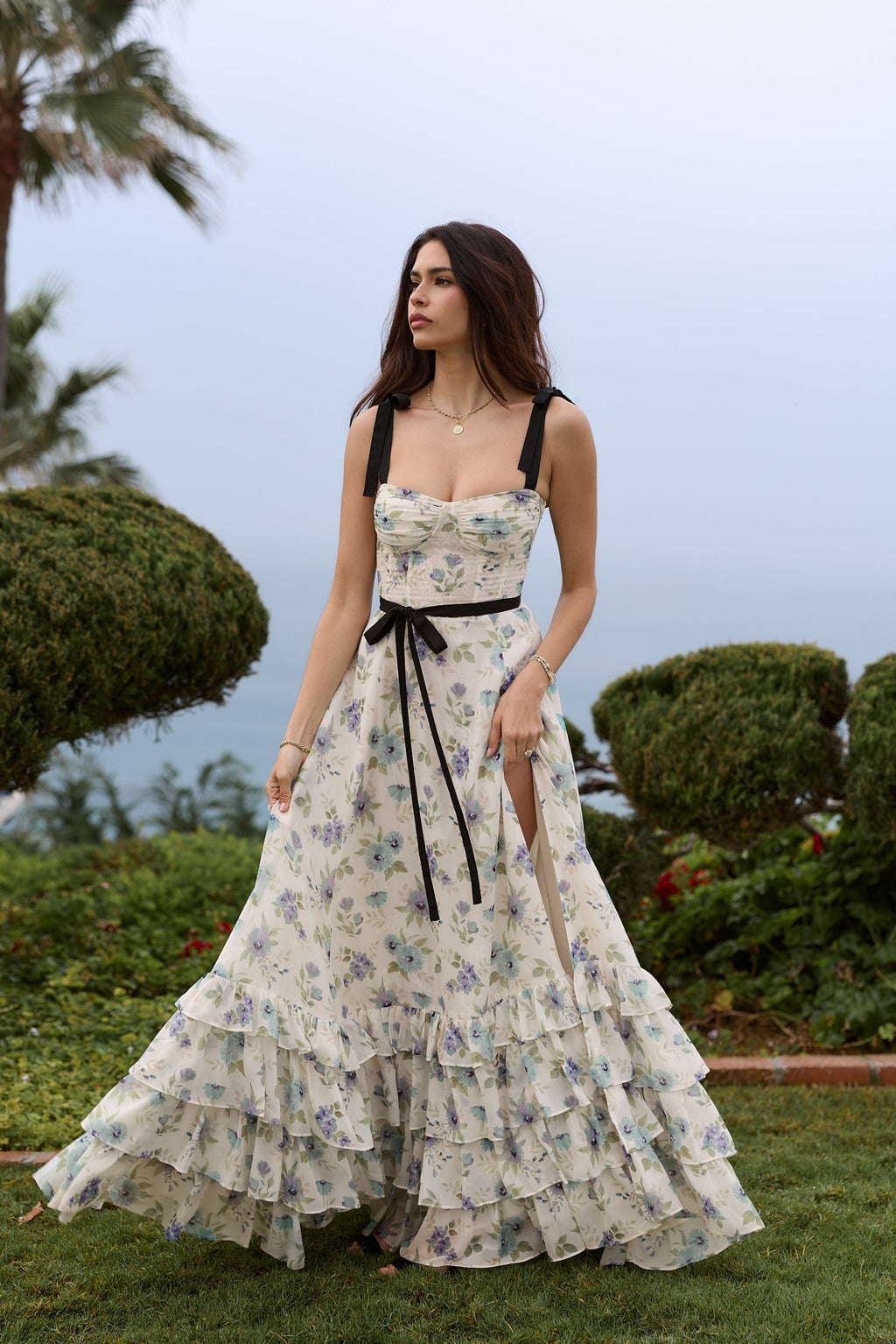 The Hope Dress in Blue Watercolor Floral