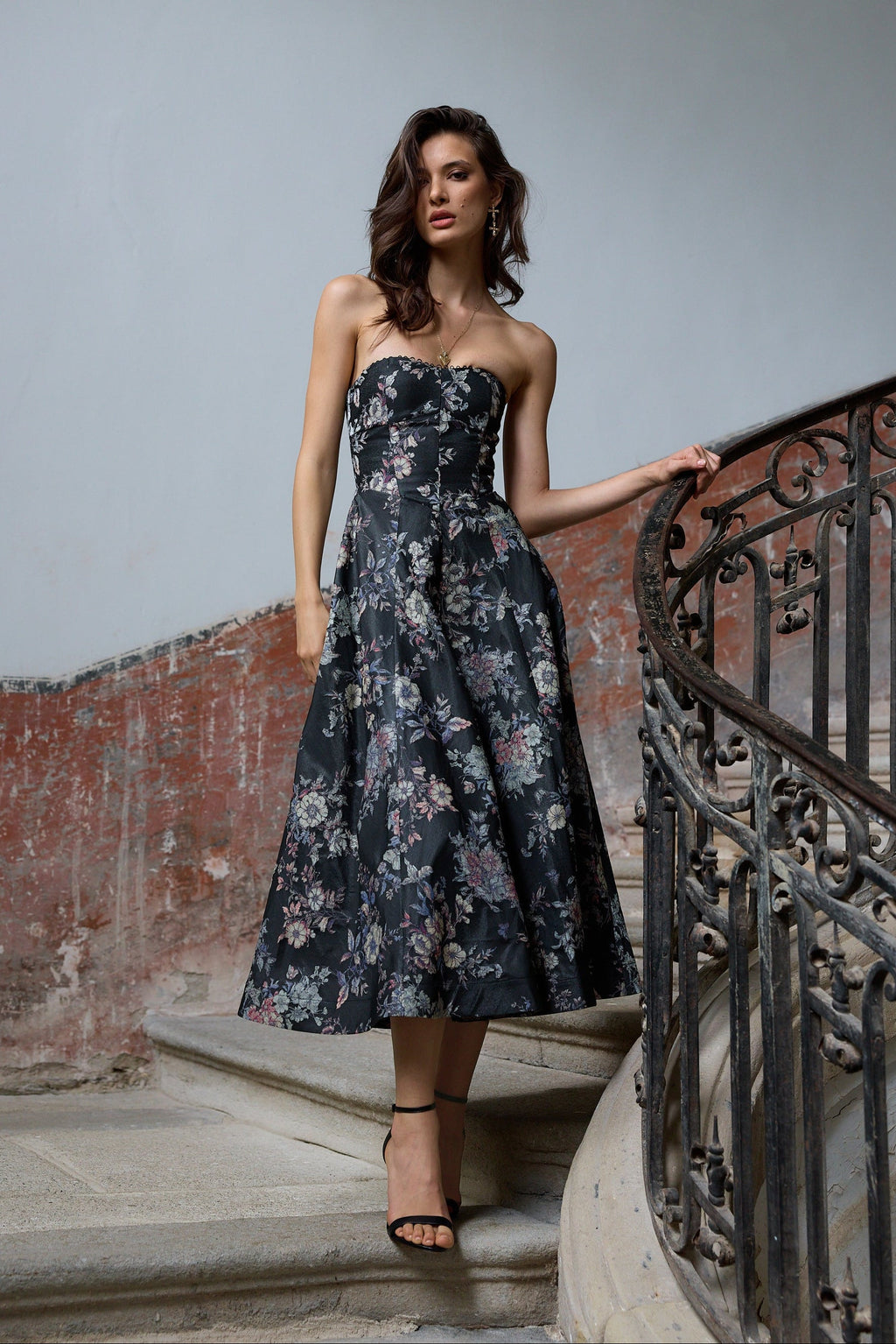 The Hazel Dress in Black Lilibet Brocade
