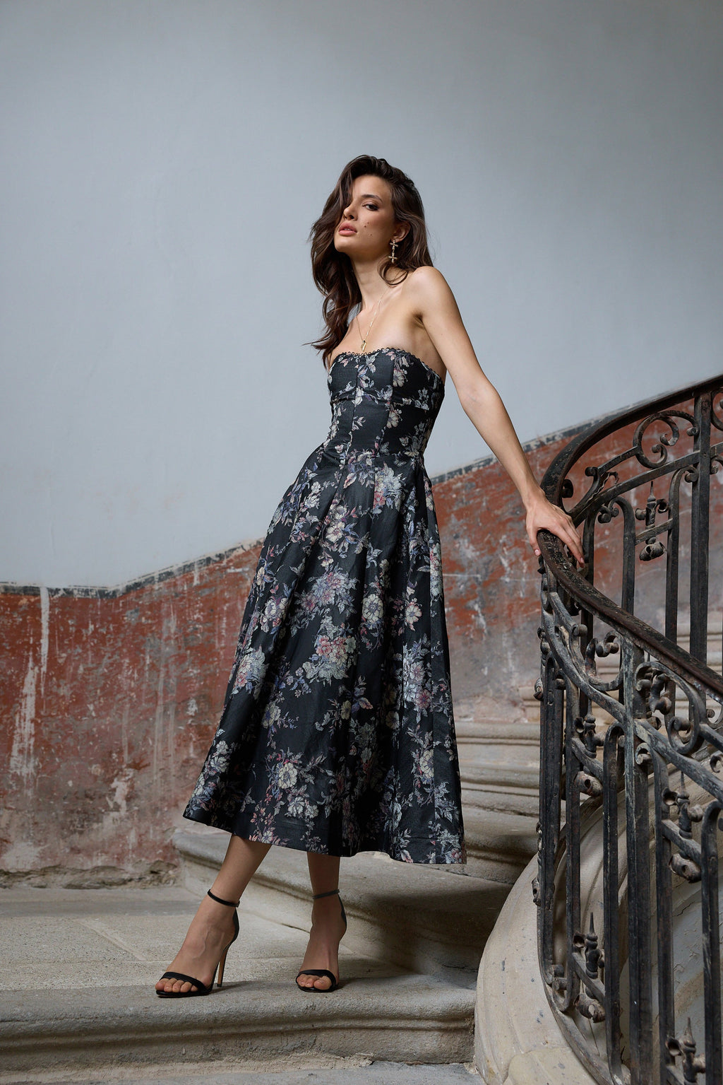 The Hazel Dress in Black Lilibet Brocade