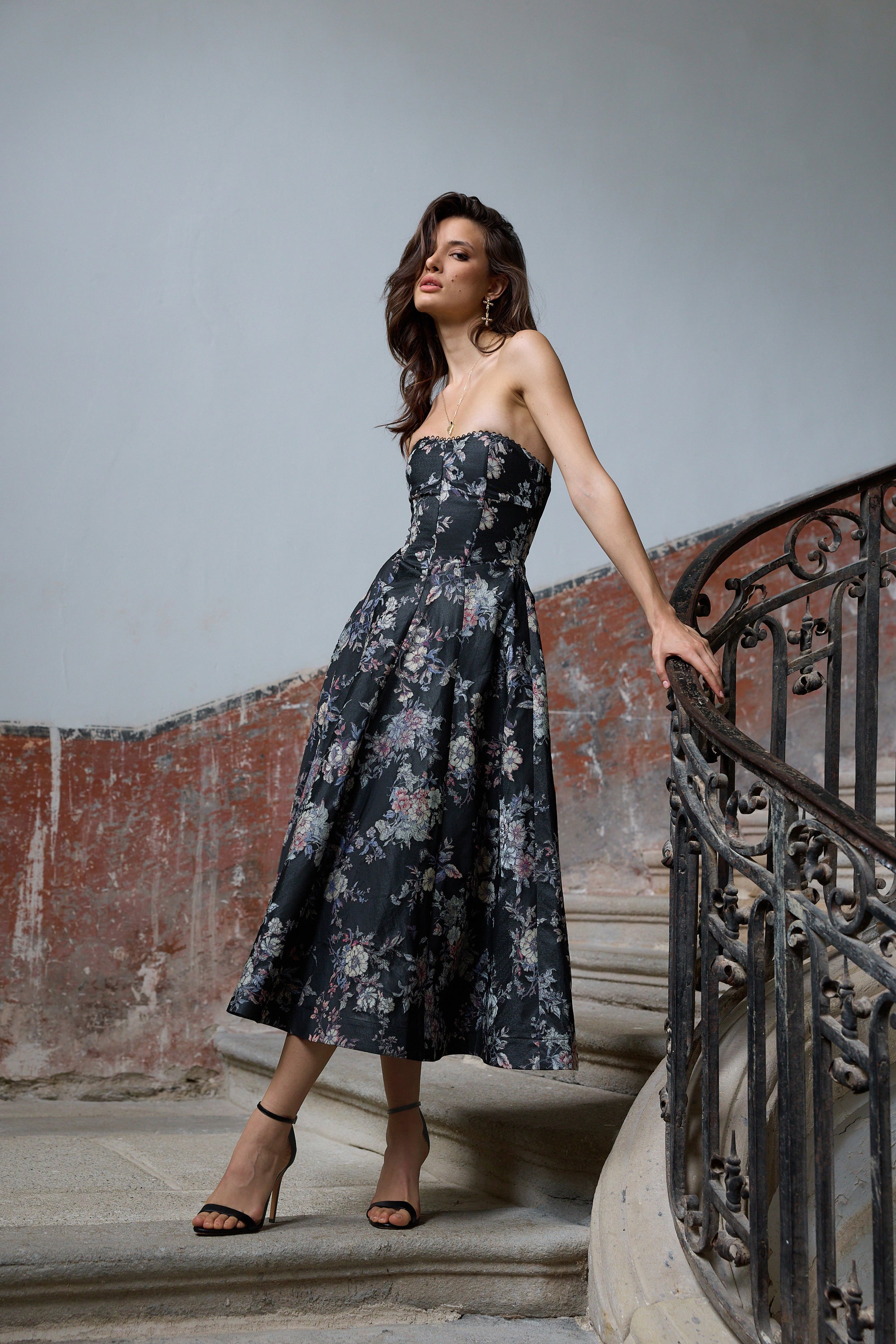 The Hazel Dress in Black Lilibet Brocade