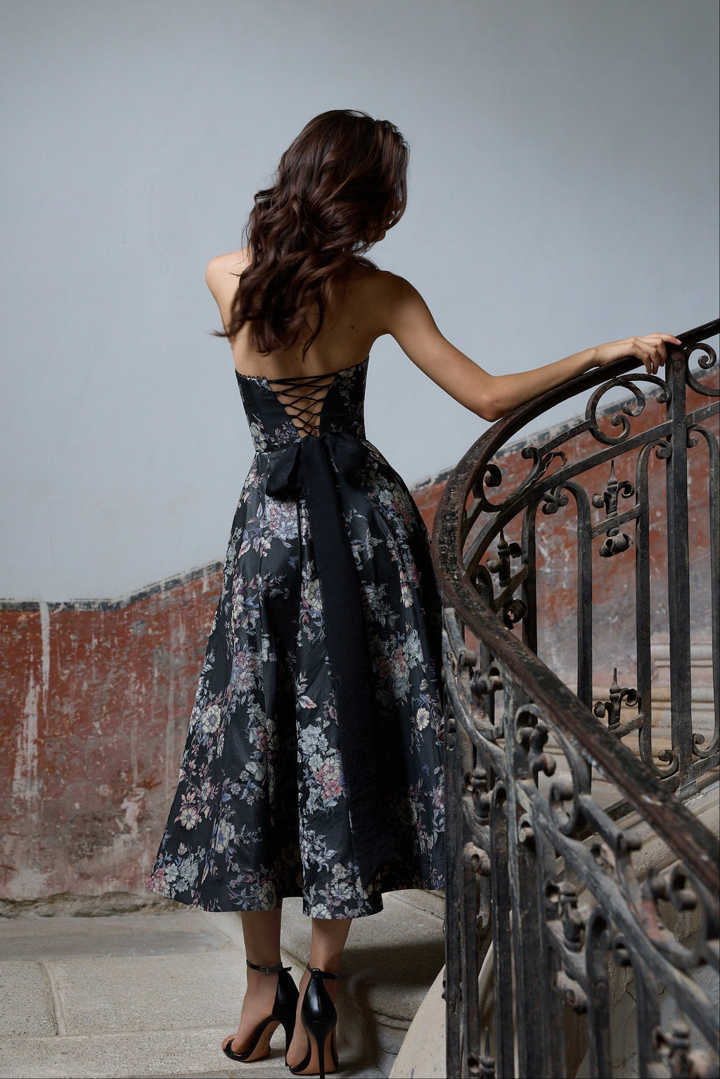 The Hazel Dress in Black Lilibet Brocade