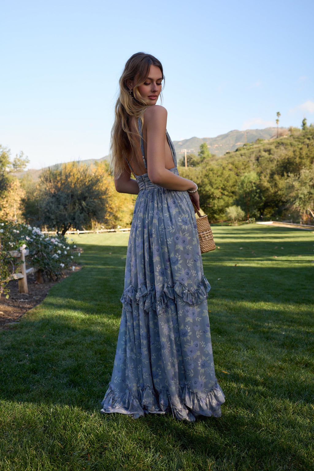 The Madison Dress in Aleutian Blue Floral