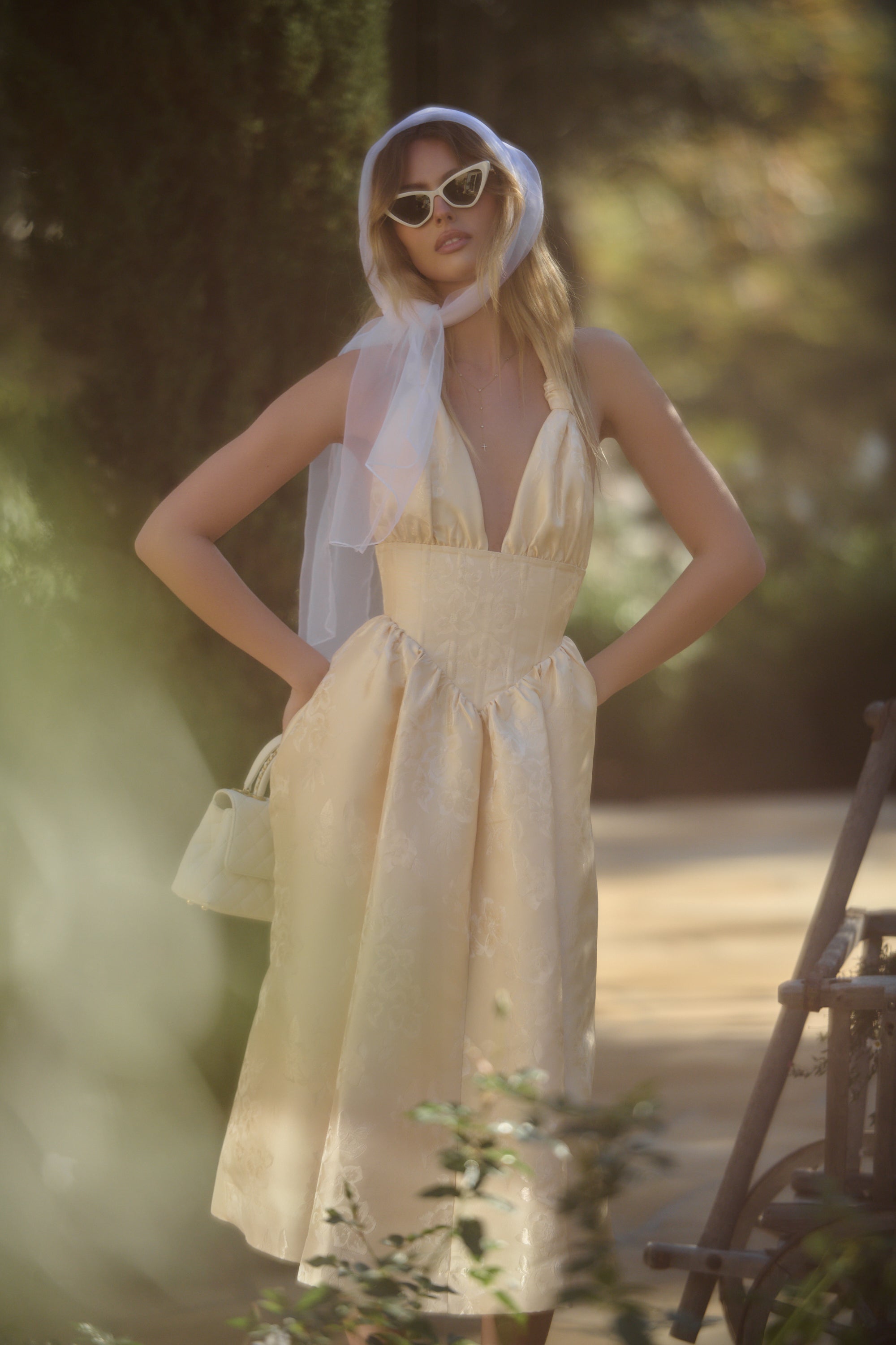 The Marilyn Dress in Butter Yellow Baroque Floral