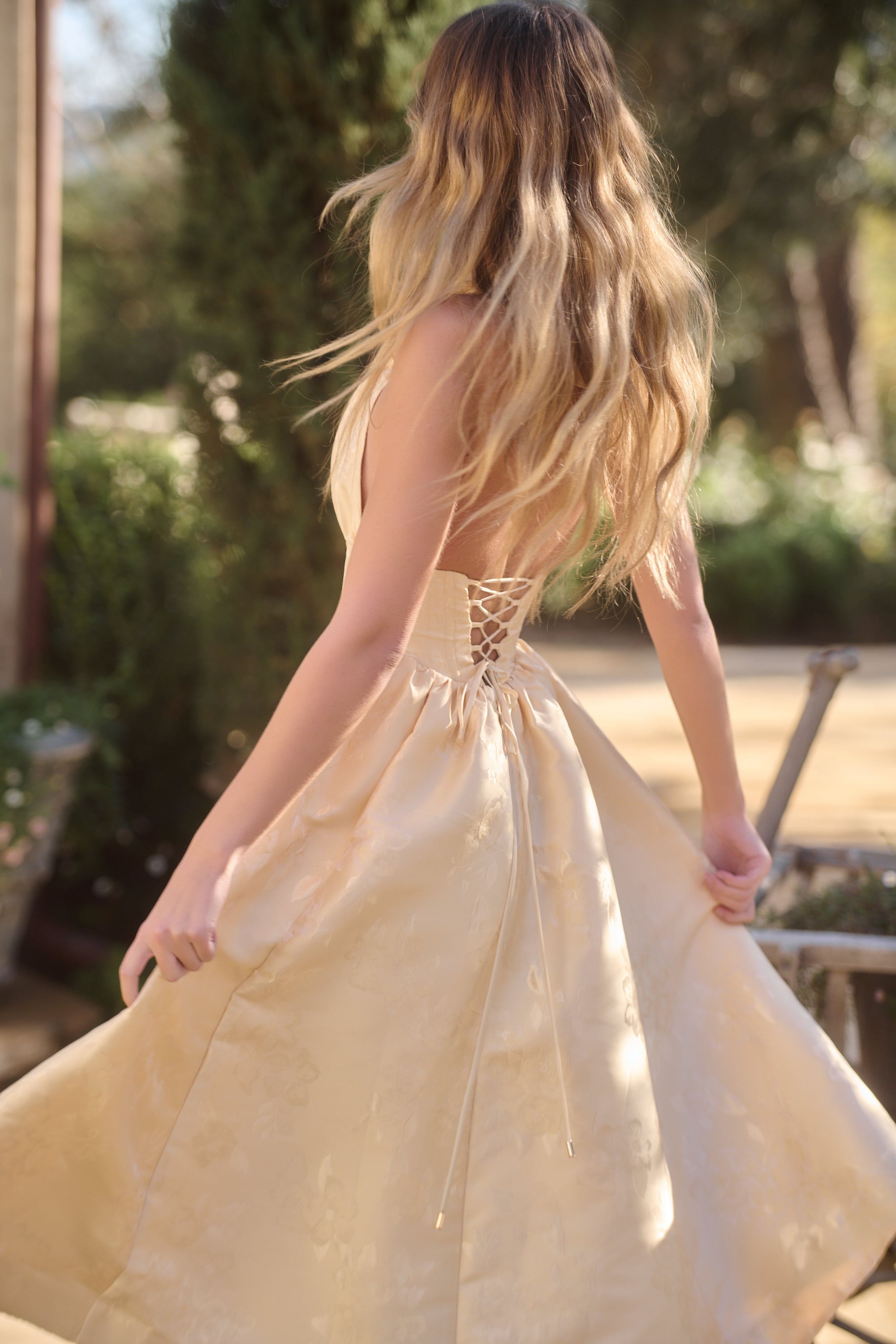 The Marilyn Dress in Butter Yellow Baroque Floral