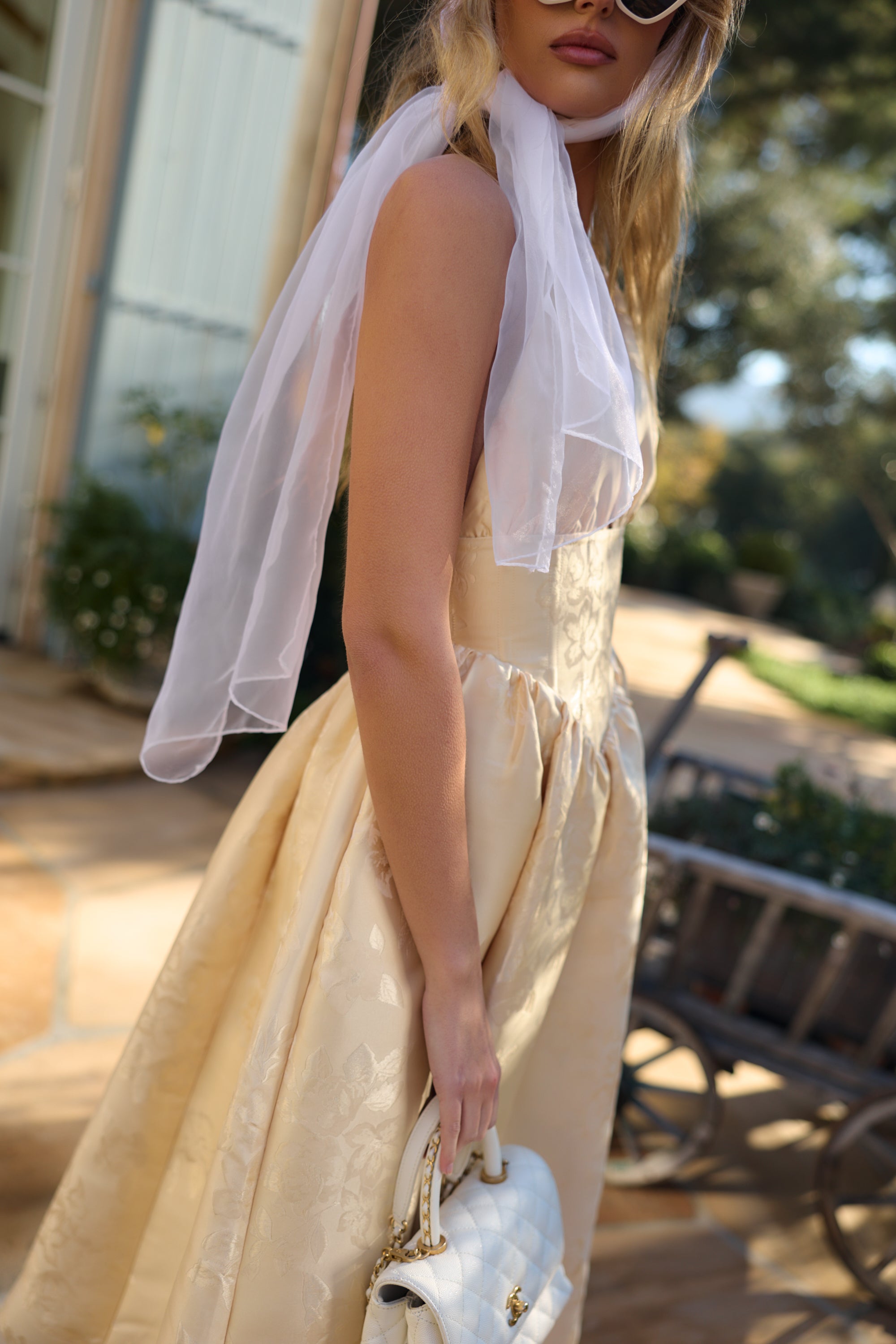 The Marilyn Dress in Butter Yellow Baroque Floral