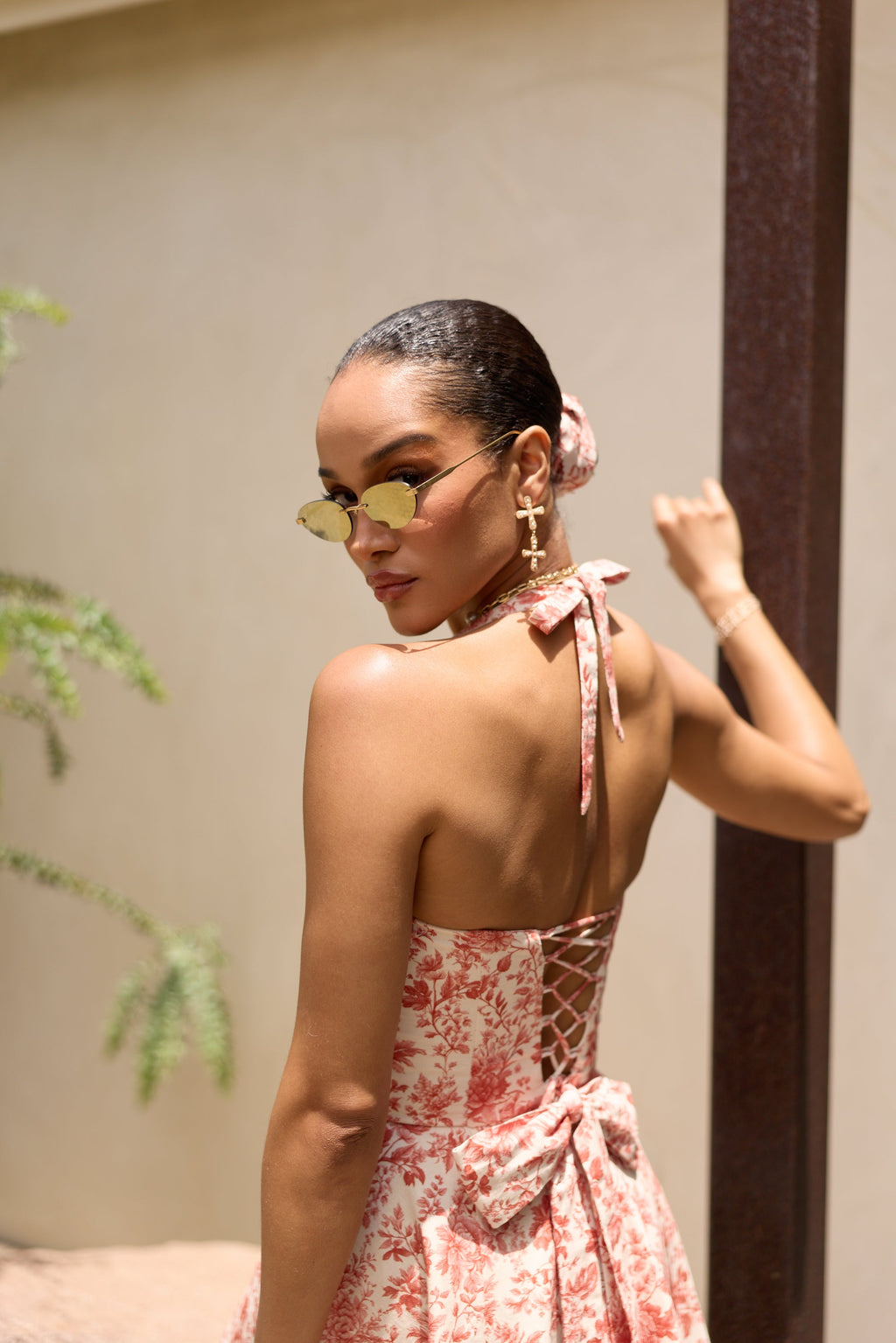 The Elena Dress in Red Toile