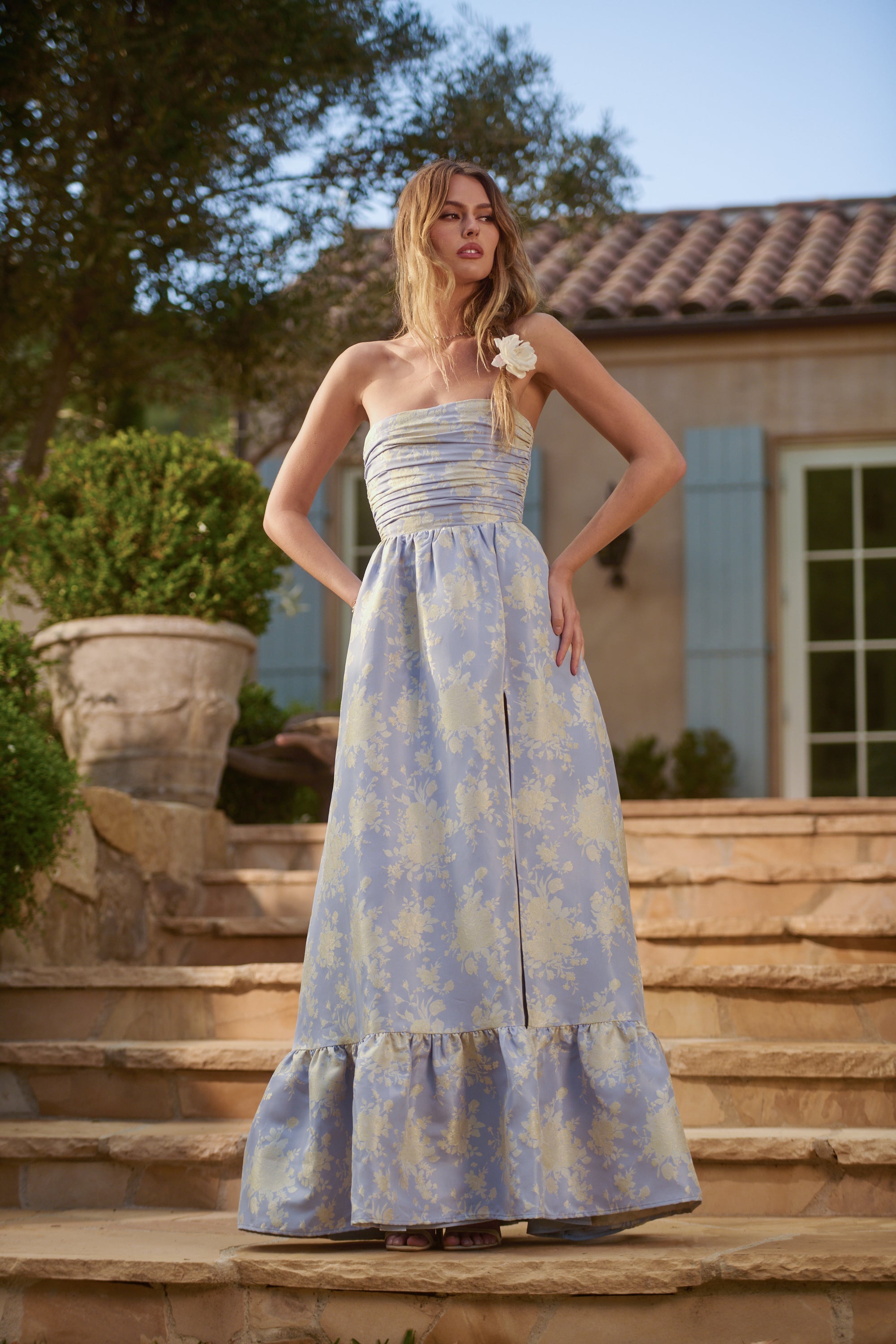 The Regina Dress in Bonnet Blue Windsor