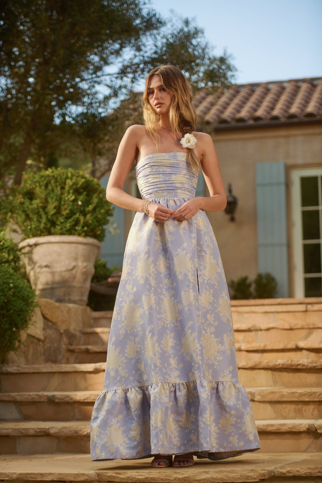 The Regina Dress in Bonnet Blue Windsor