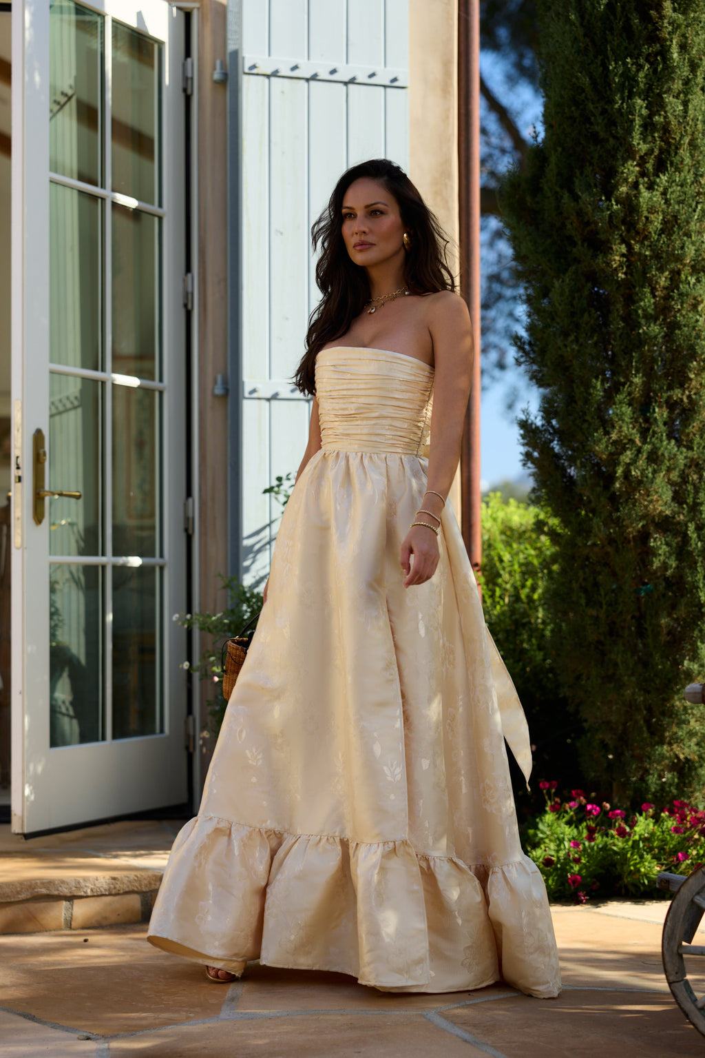 The Regina Dress in Butter Yellow Baroque Floral