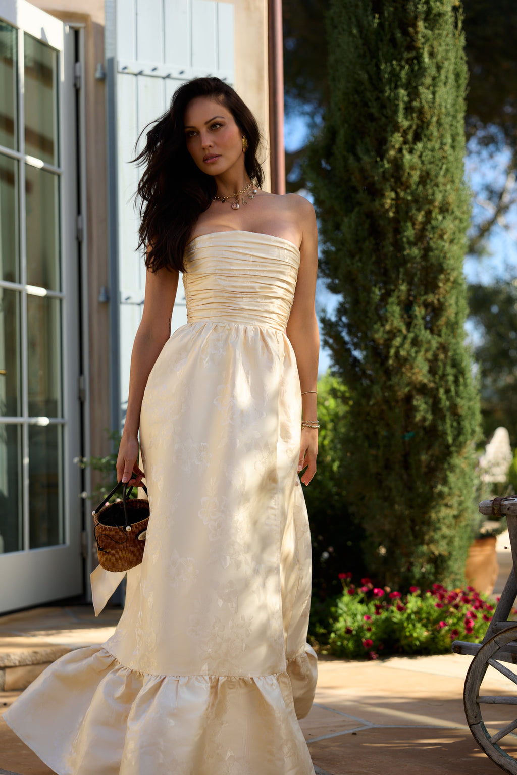 The Regina Dress in Butter Yellow Baroque Floral