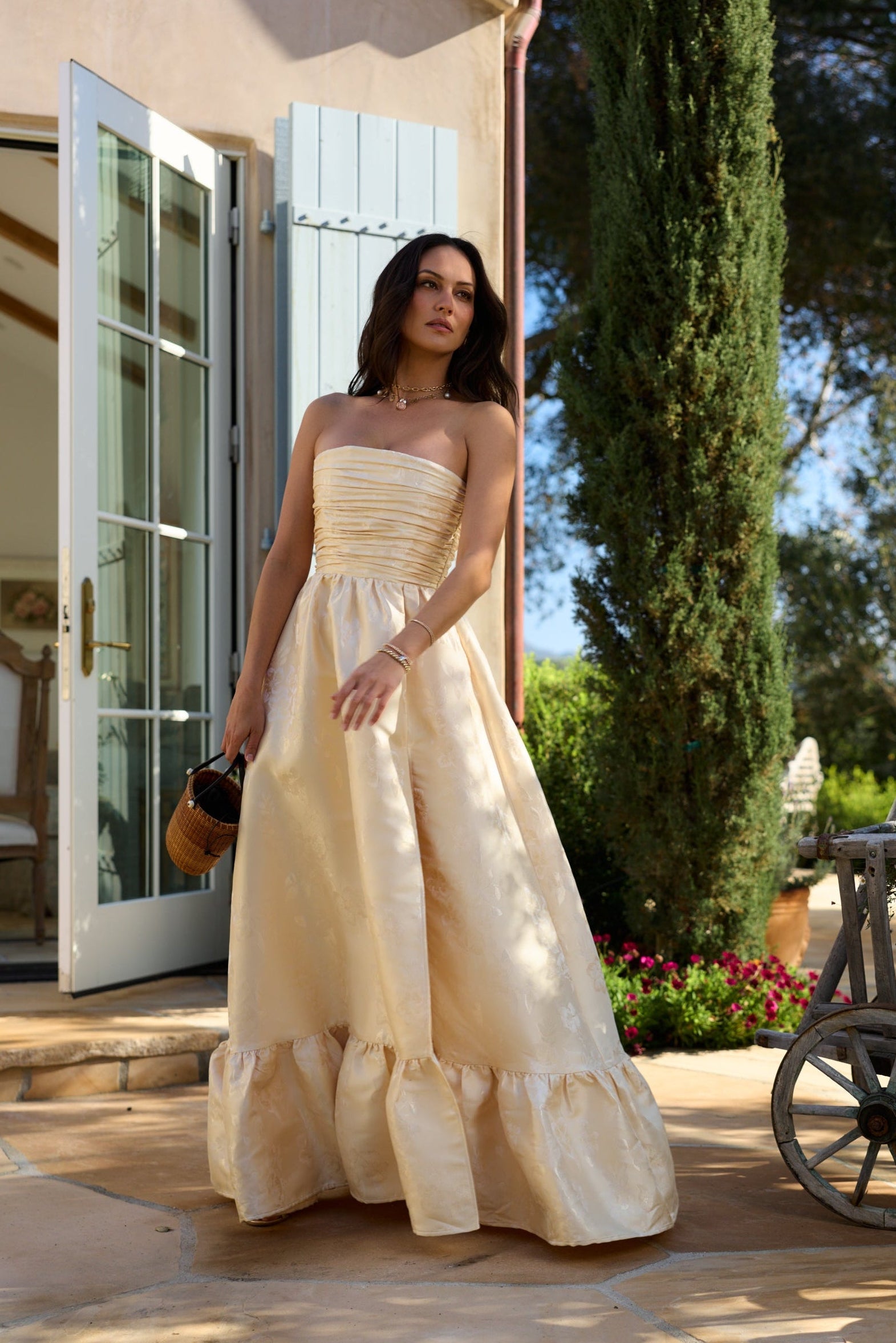 The Regina Dress in Butter Yellow Baroque Floral