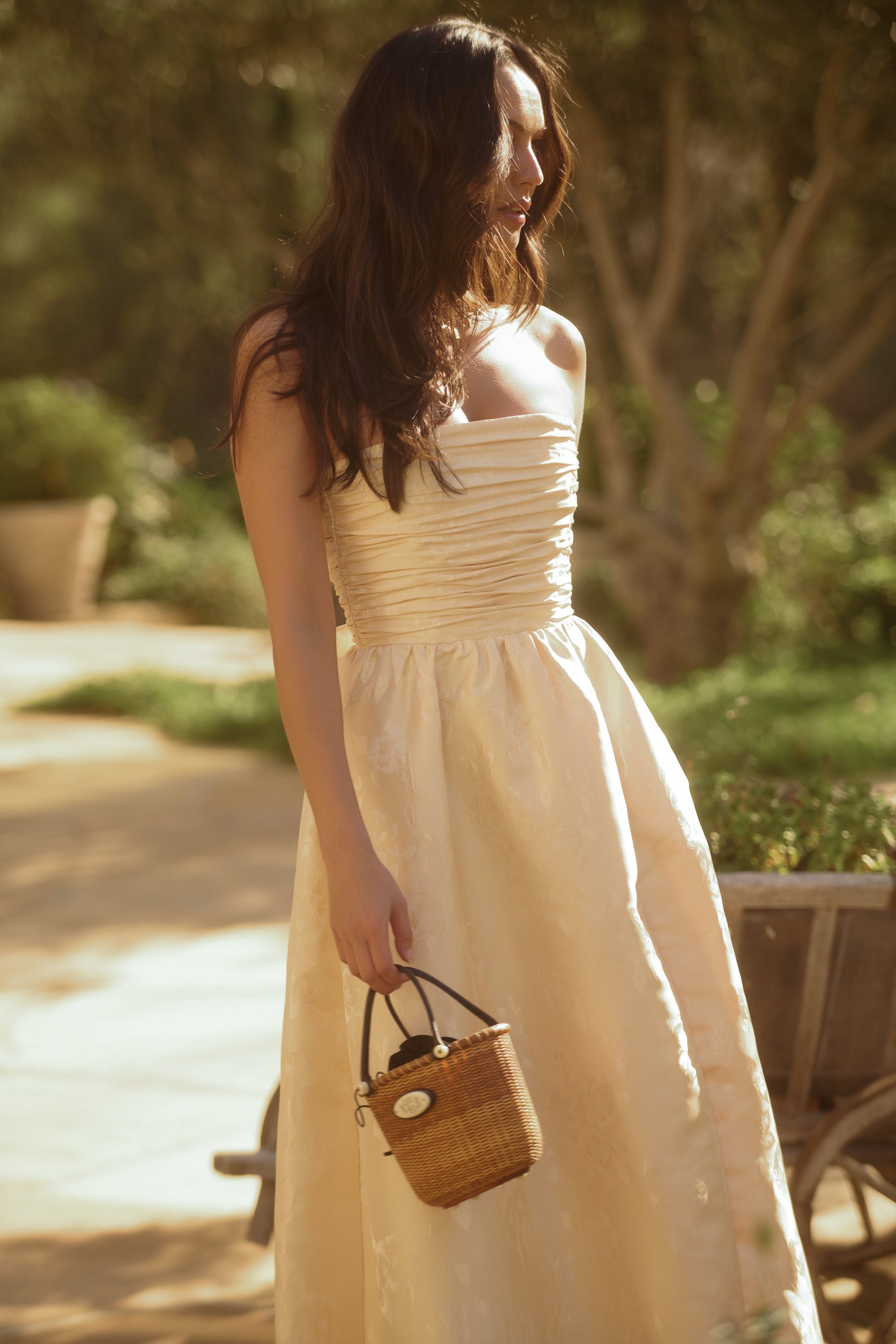 The Regina Dress in Butter Yellow Baroque Floral
