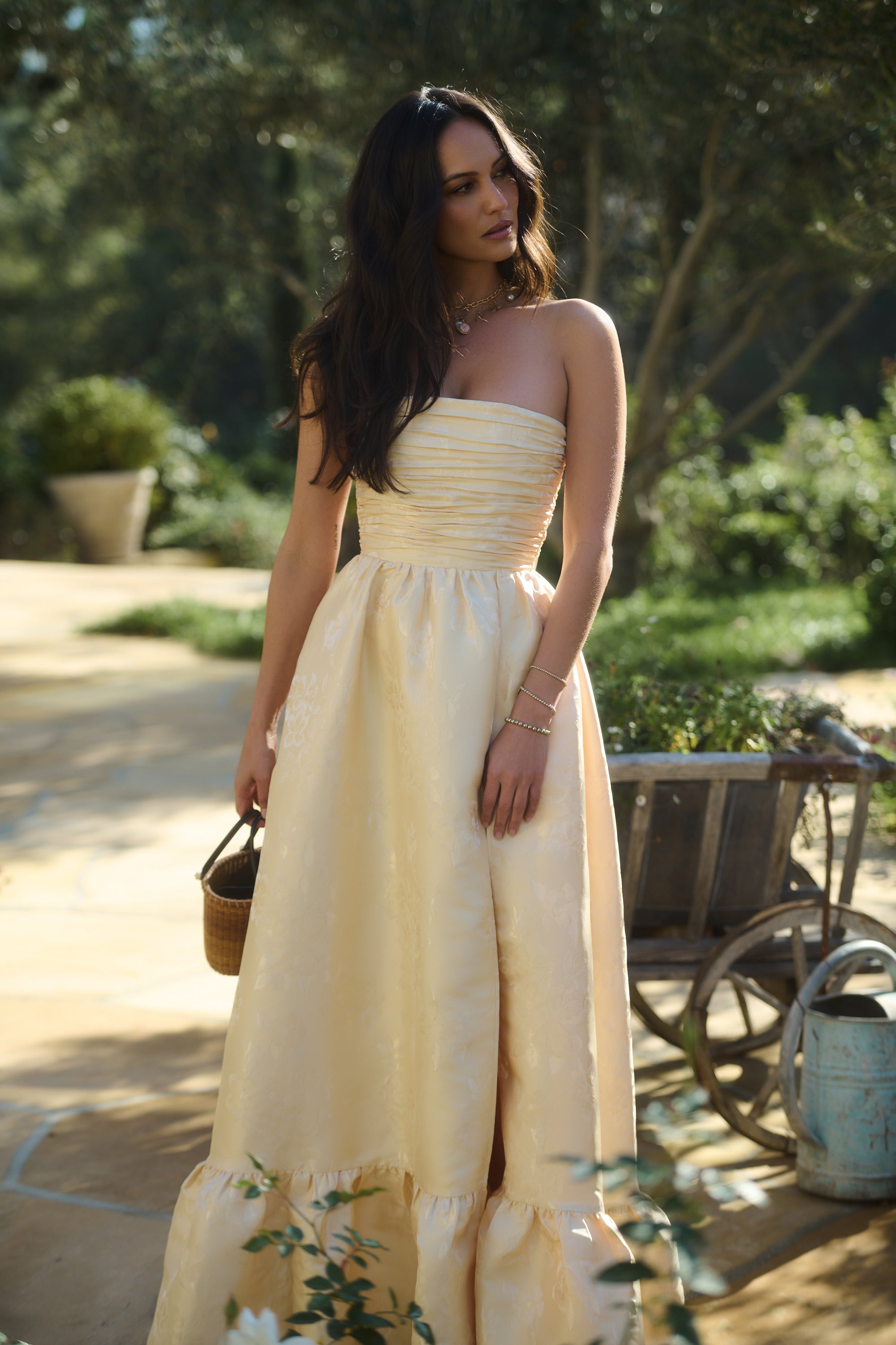 The Regina Dress in Butter Yellow Baroque Floral