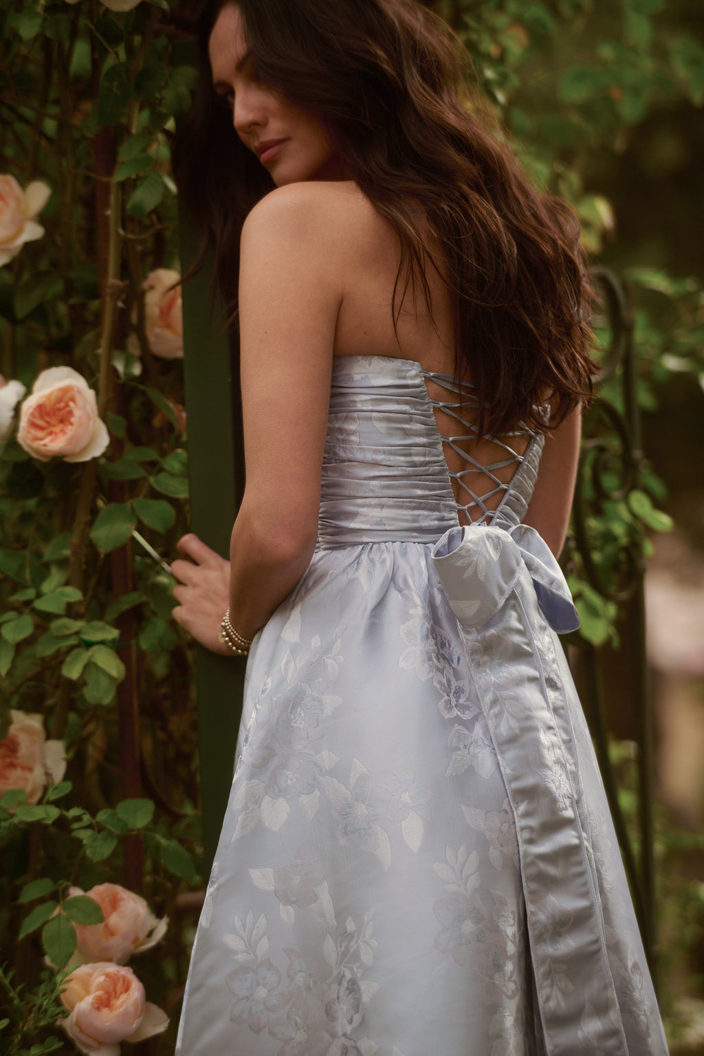 The Regina Dress in Icelandic Blue Baroque Floral