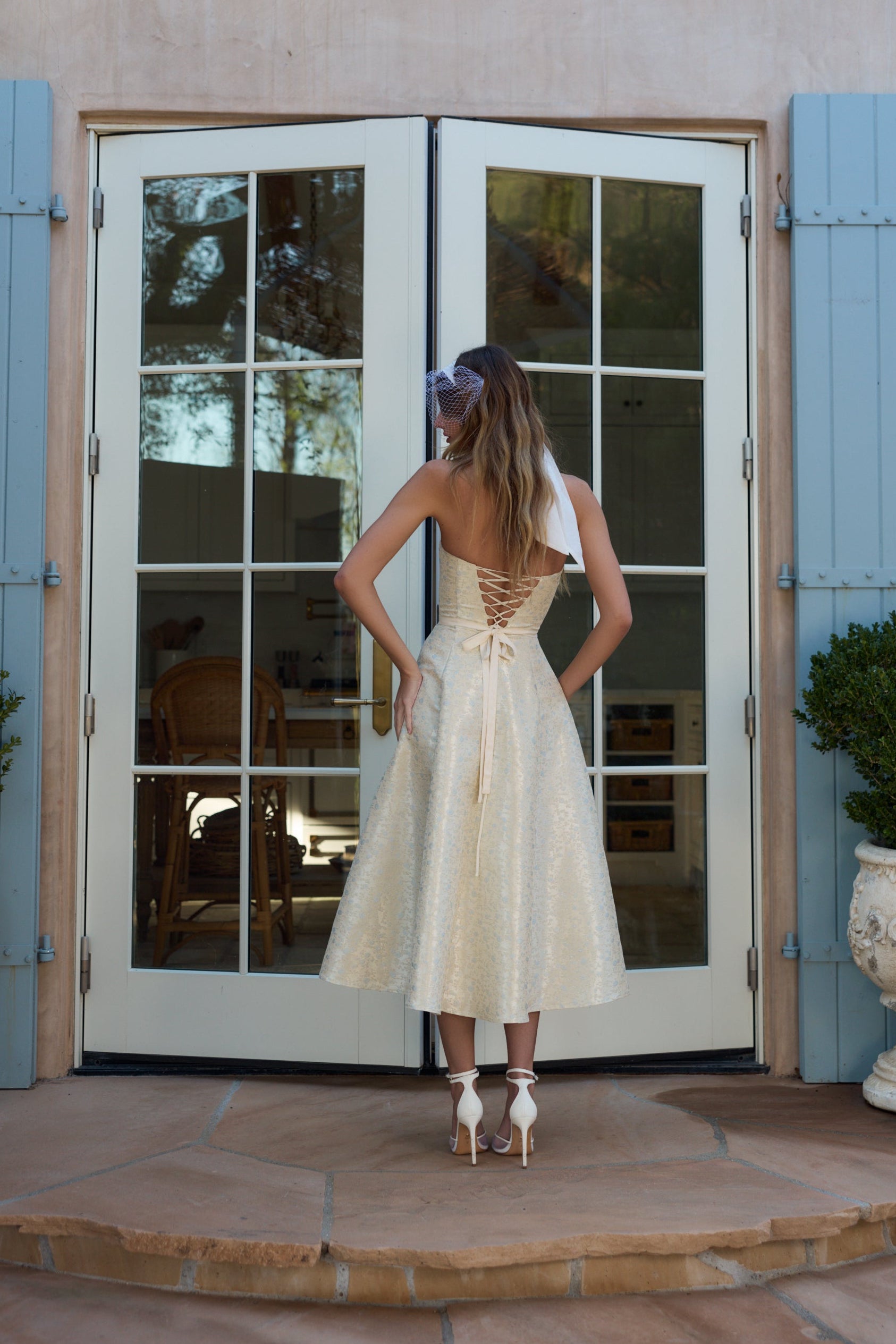 The Vanessa Dress in Light Blue Duchess