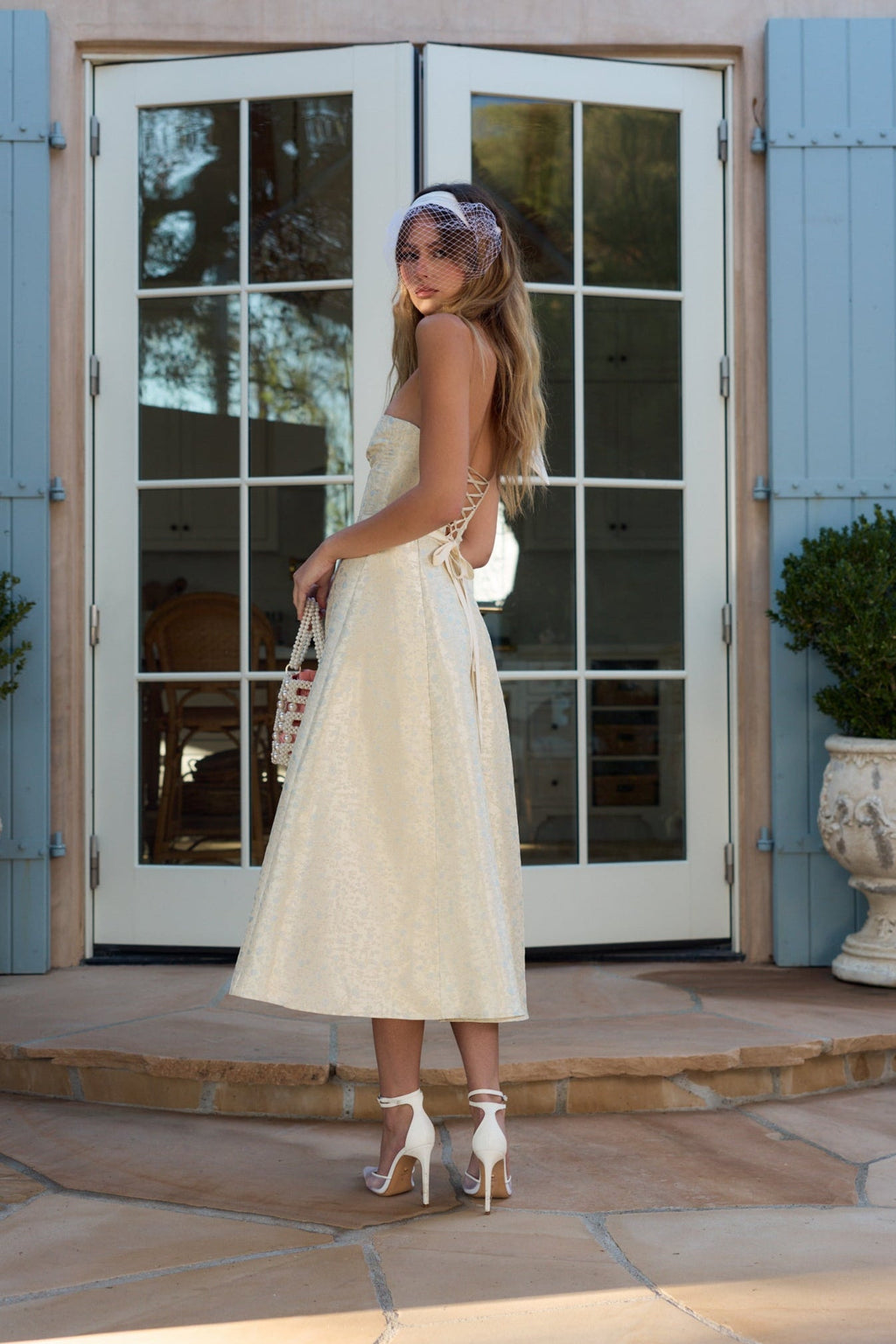 The Vanessa Dress in Light Blue Duchess