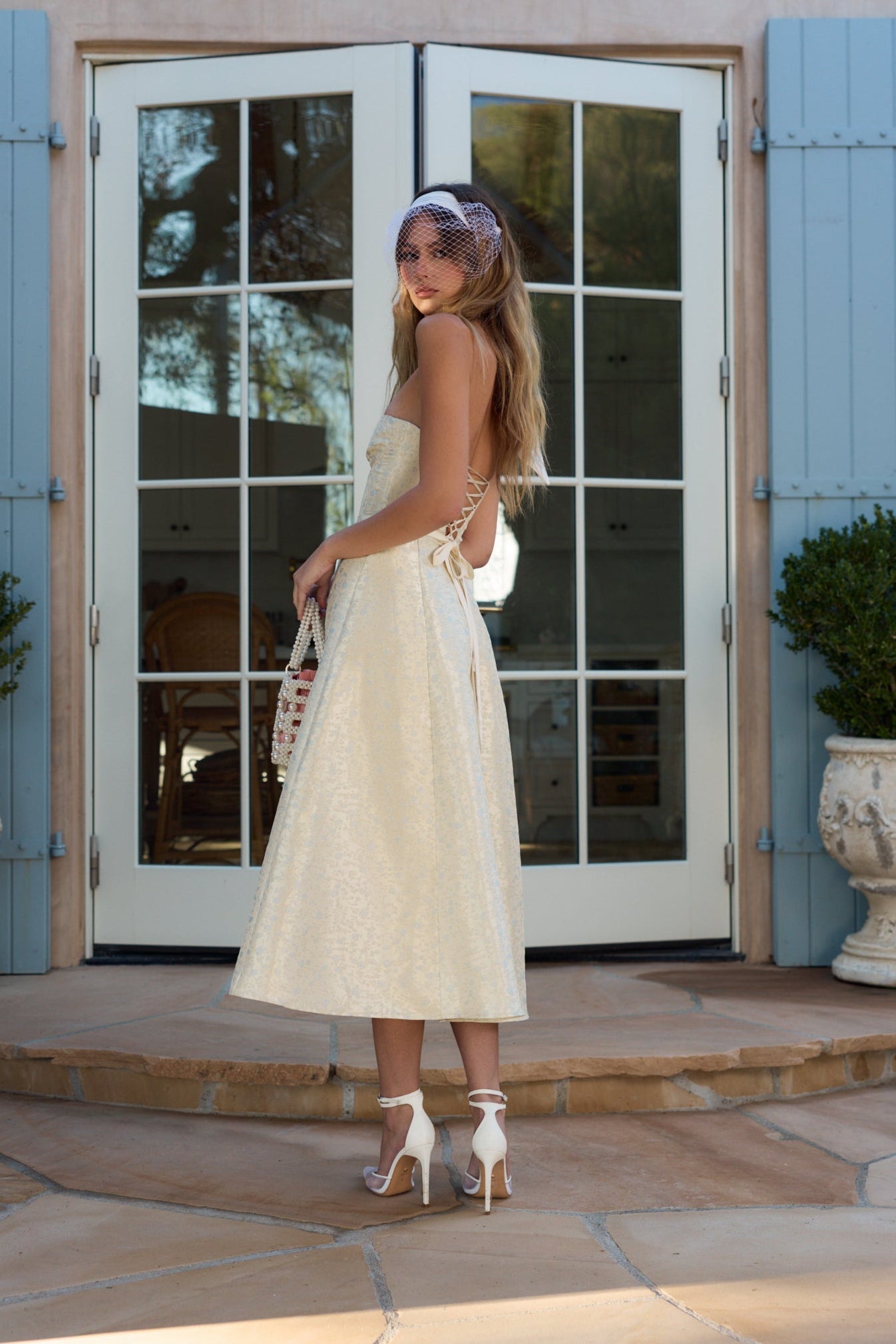 The Vanessa Dress in Light Blue Duchess