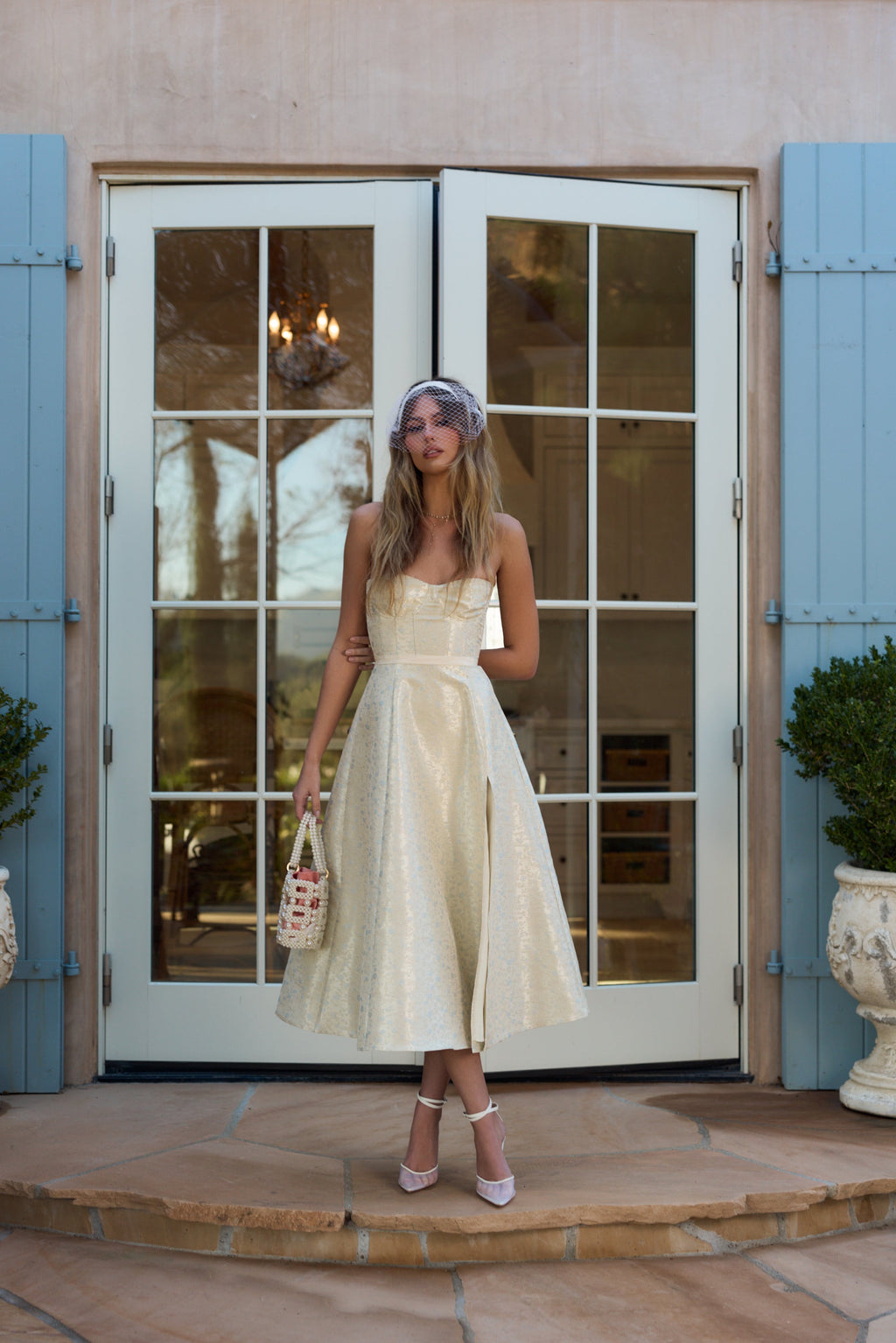 The Vanessa Dress in Light Blue Duchess