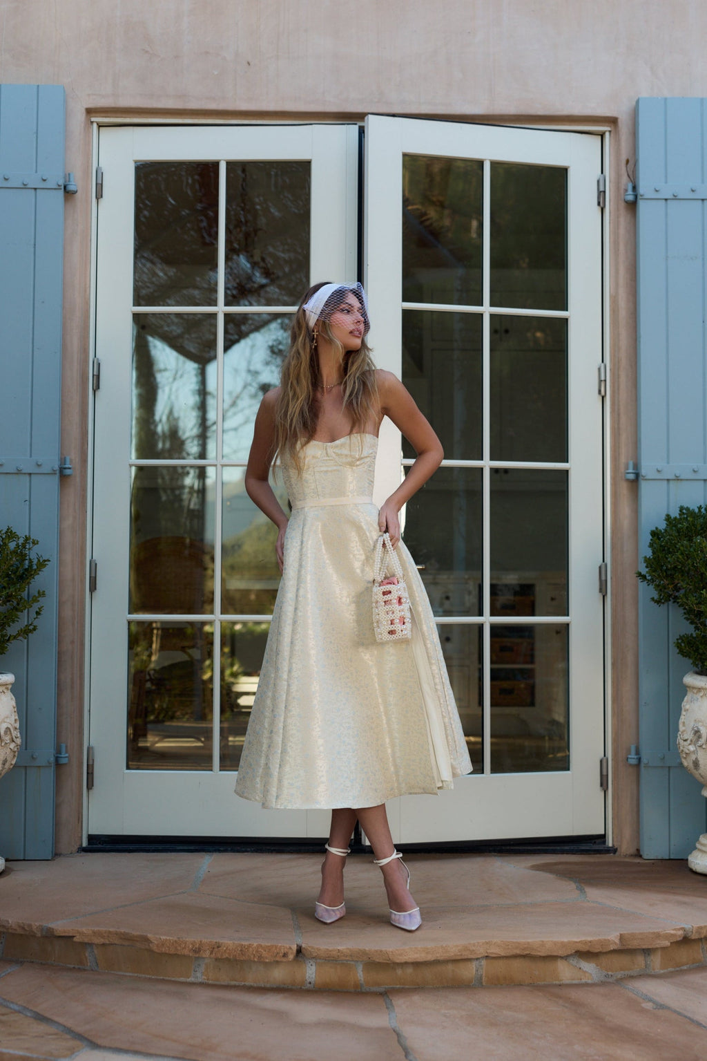 The Vanessa Dress in Light Blue Duchess
