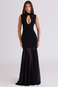Sexy Sleeveless Hollow Slim-Fitting Patchwork Voile Dress