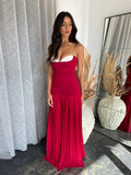 Sexy Contrast Color Bandeau One-Shoulder Stitching Dress