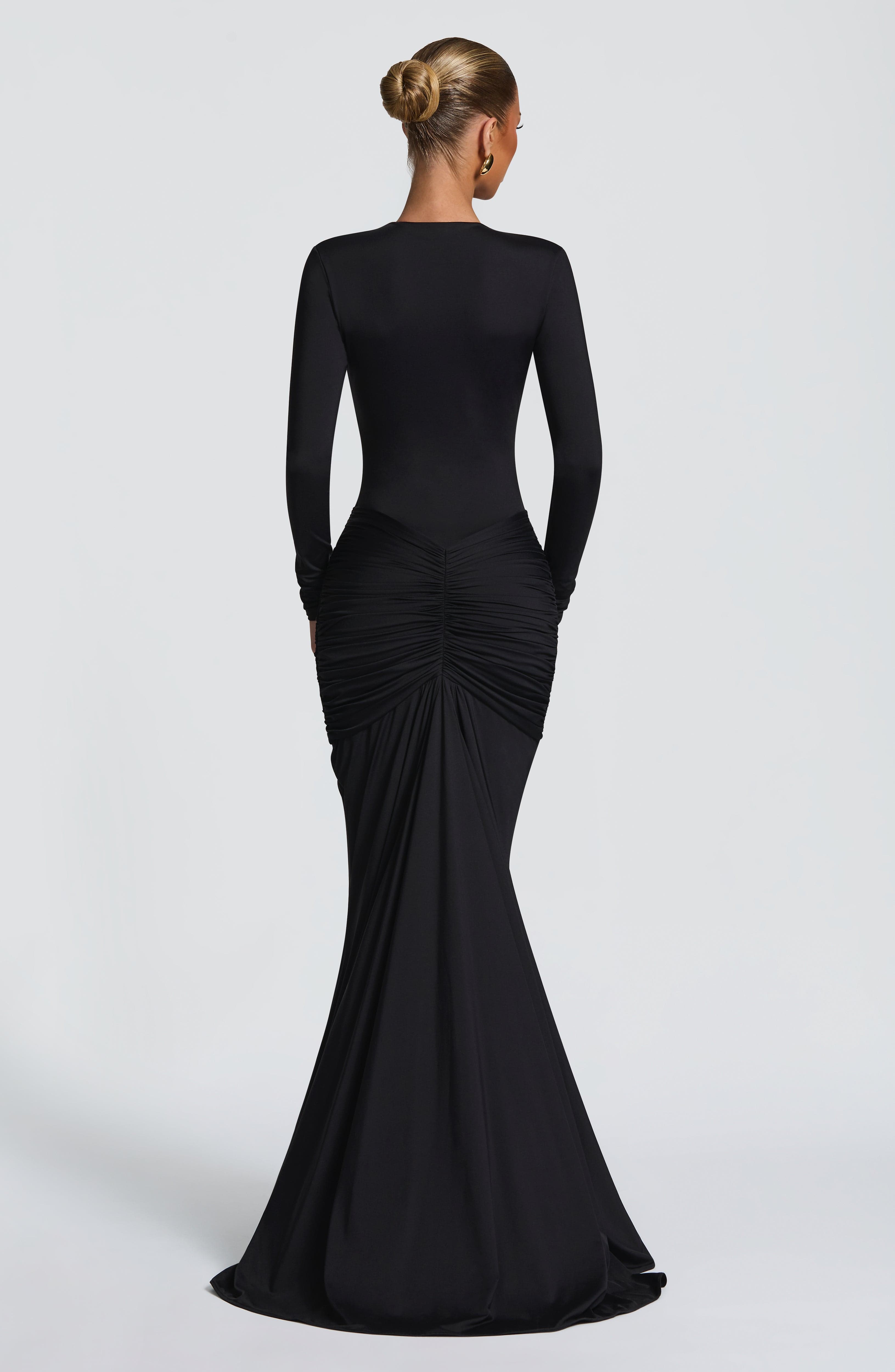 Sexy Slim Deep V Neck Solid Color Dress