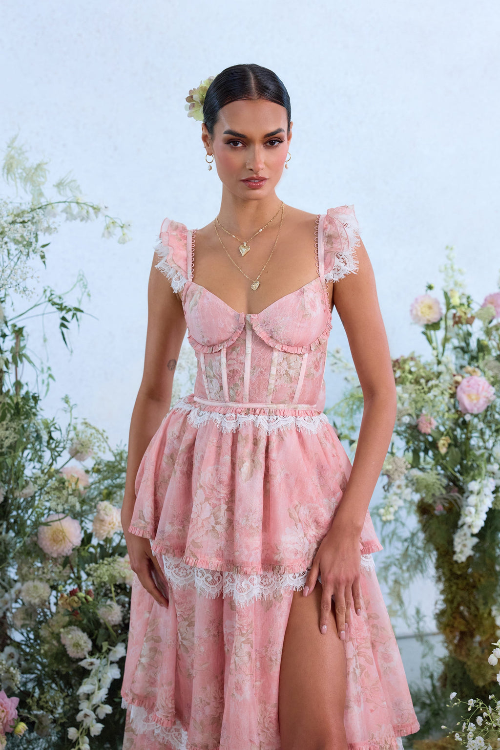 The Jolie Dress in Light Pink Tapestry Rose