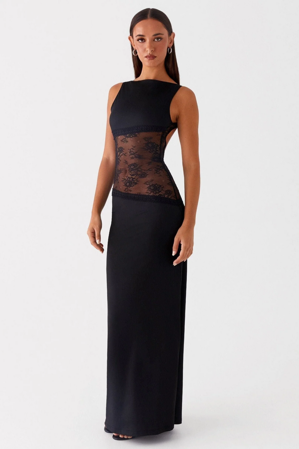 Modified Lace Stitching Solid Color Dress