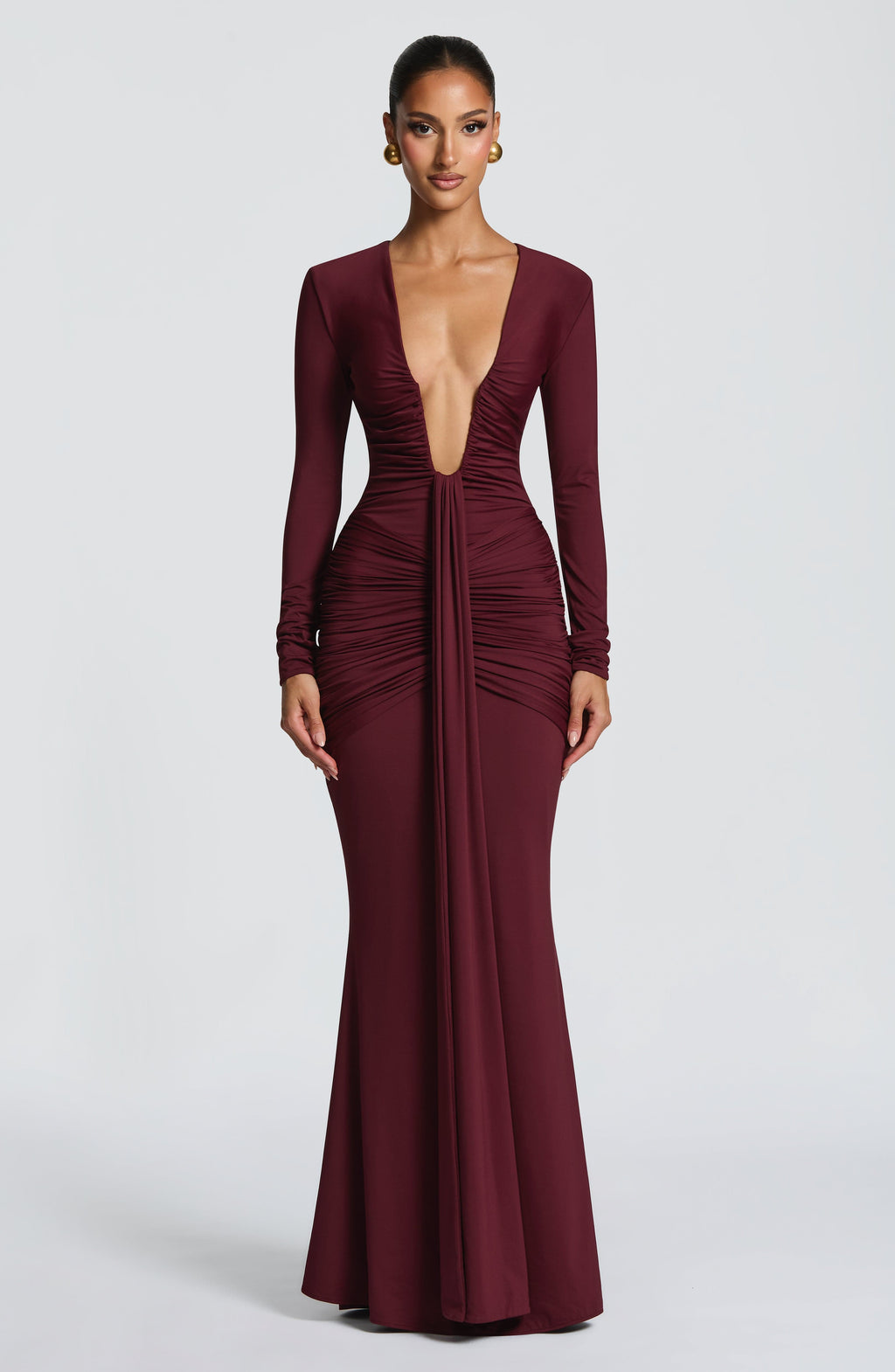 Sexy Slim Deep V Neck Solid Color Dress