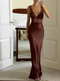 Sexy Deep V Lace Stitching Dress